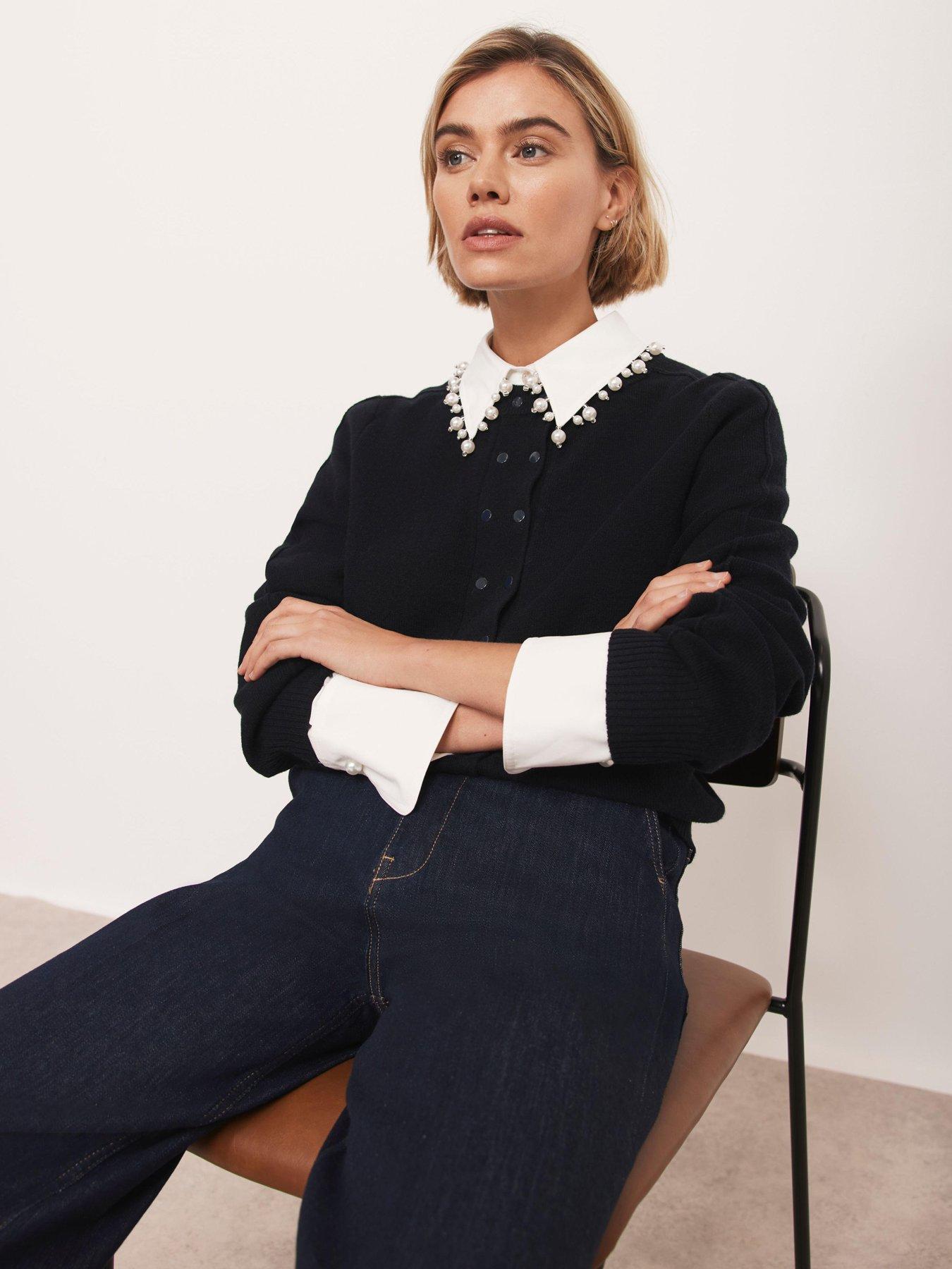 undefined Navy Double Button Cardigan - Blue