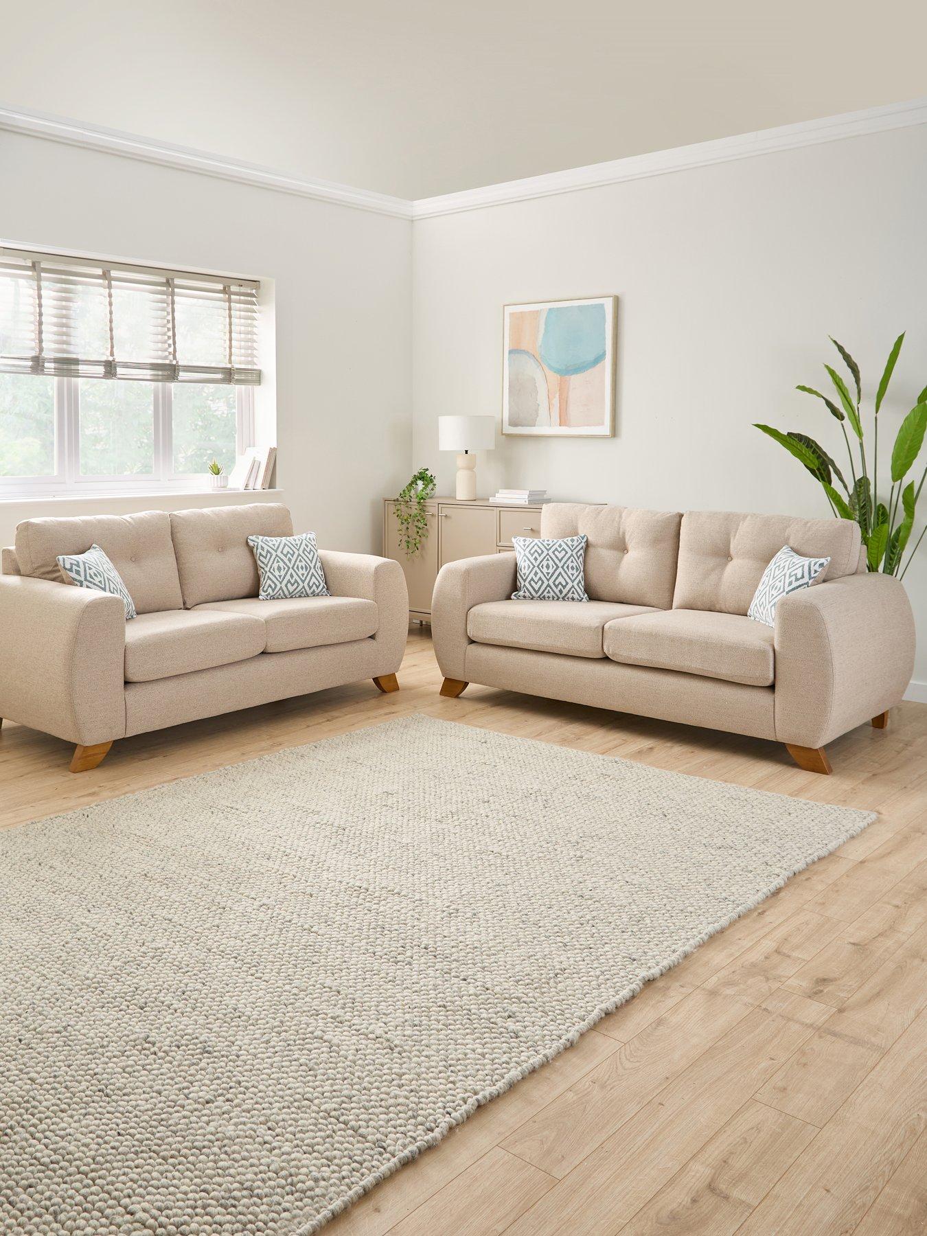The Very Collection Prent 3 + 2 Seater Fabric Sofa Set (Buy  &  SAVE!) - Natural - Made to order in the UK
