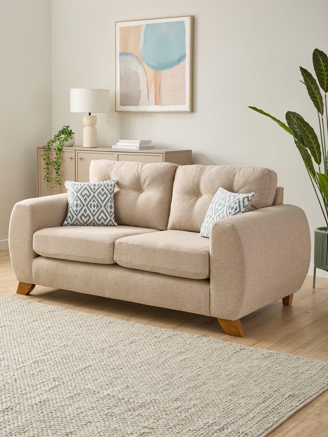 undefined Prent Fabric 2 Seater Sofa - Natural - Made to order in the UK