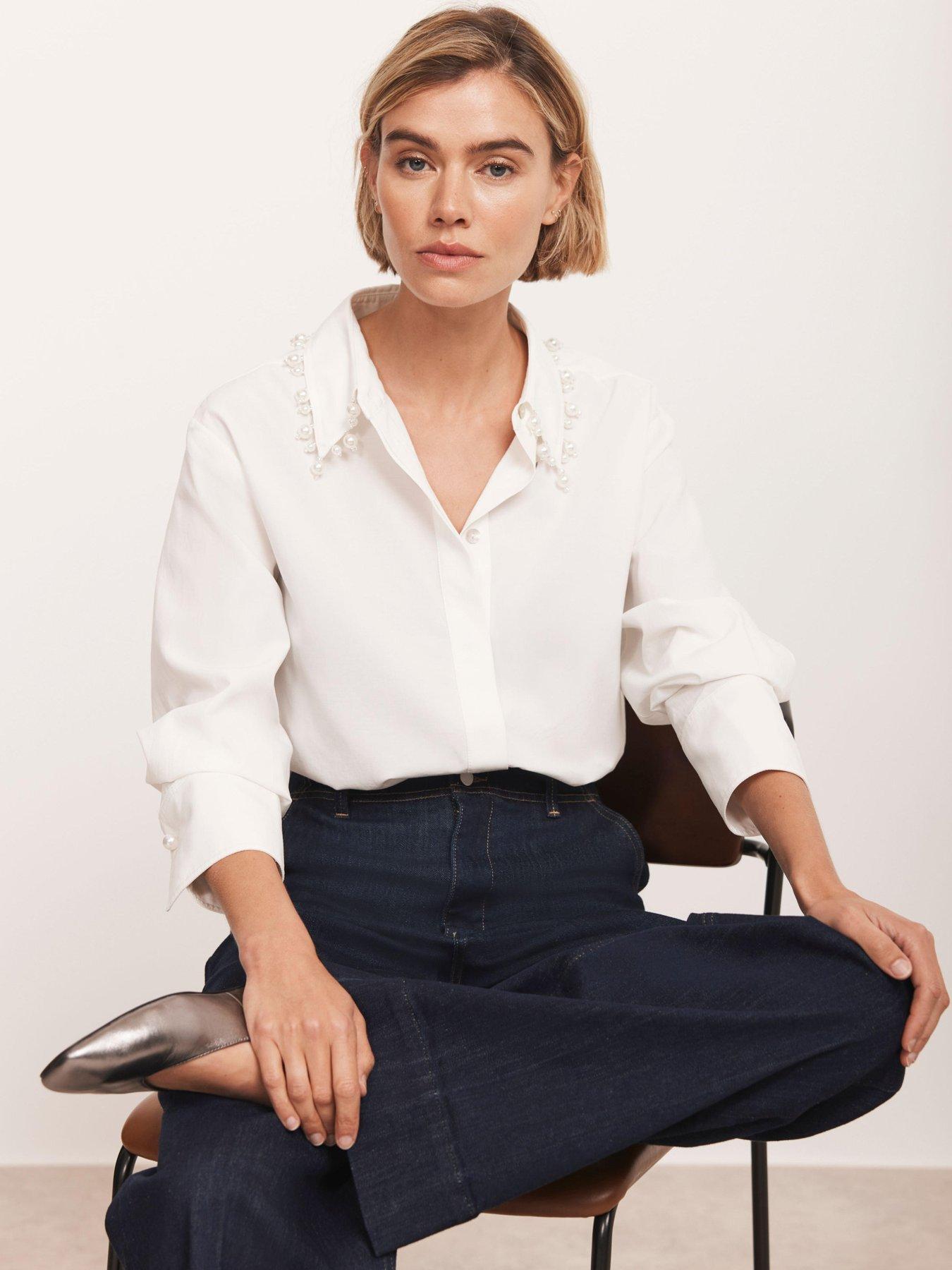 undefined Pearl Detail Shirt - White