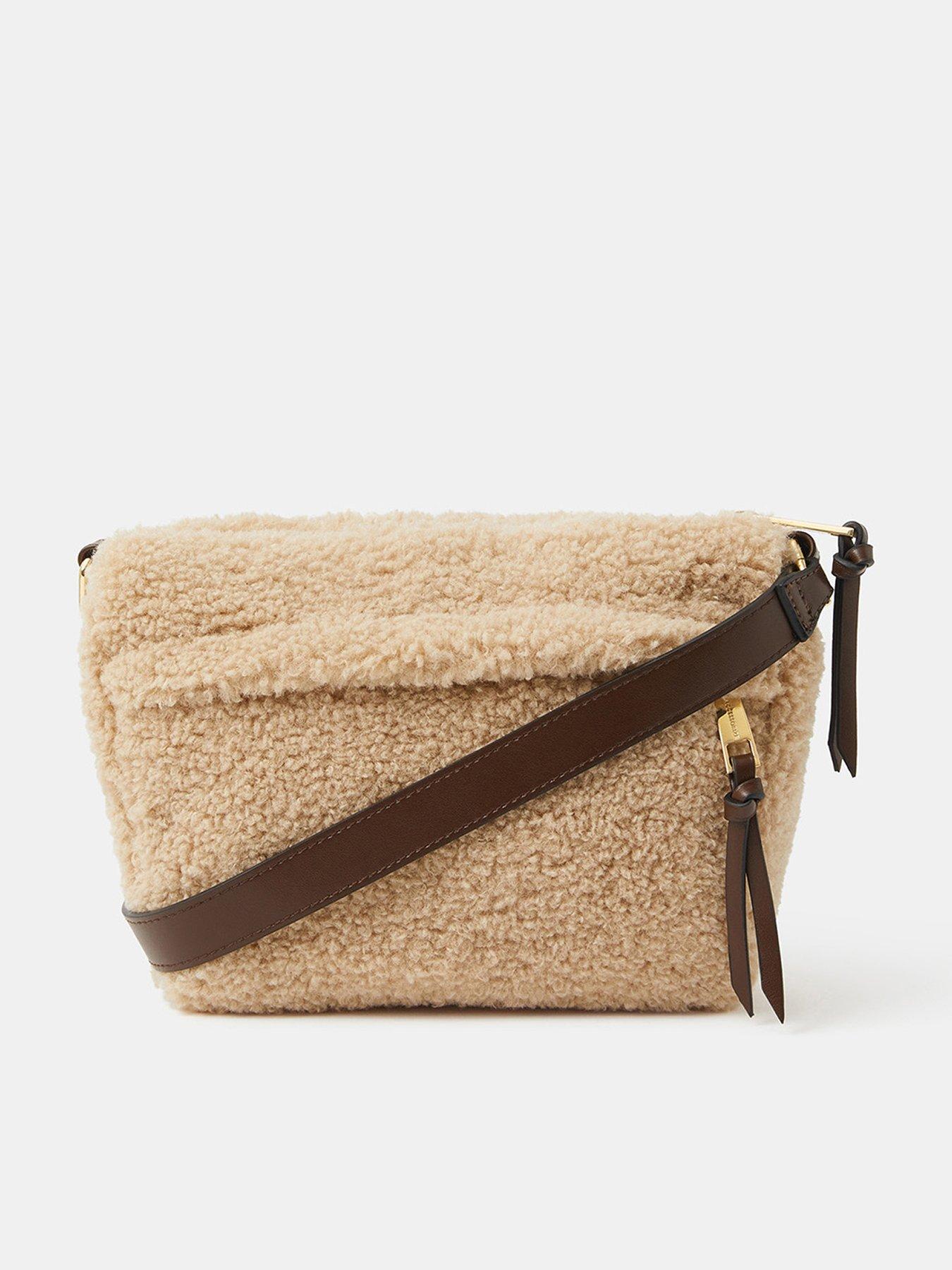 undefined Borg Crossbody Bag - Cream