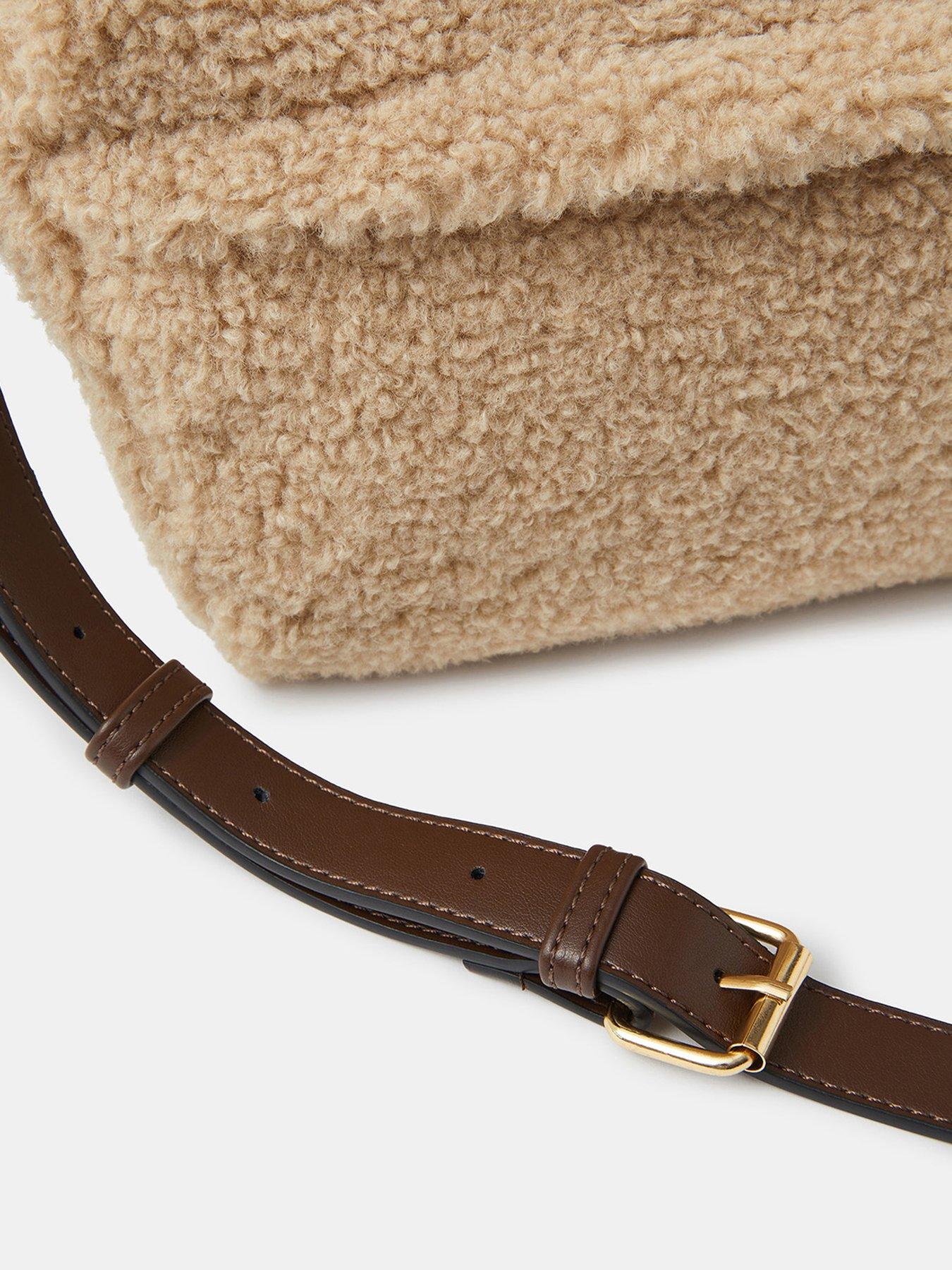 Image 4 of 5 of Accessorize Borg Crossbody Bag - Cream