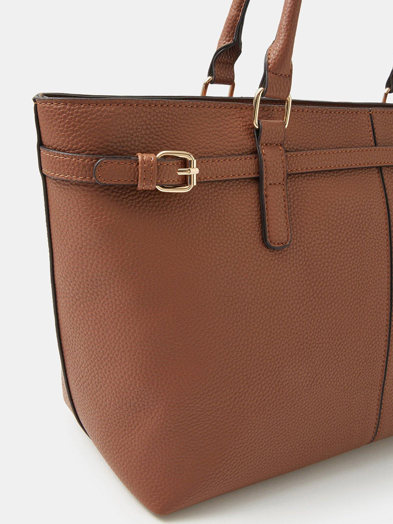 Image 4 of 5 of Accessorize Buckle Strap Tote Bag - Brown