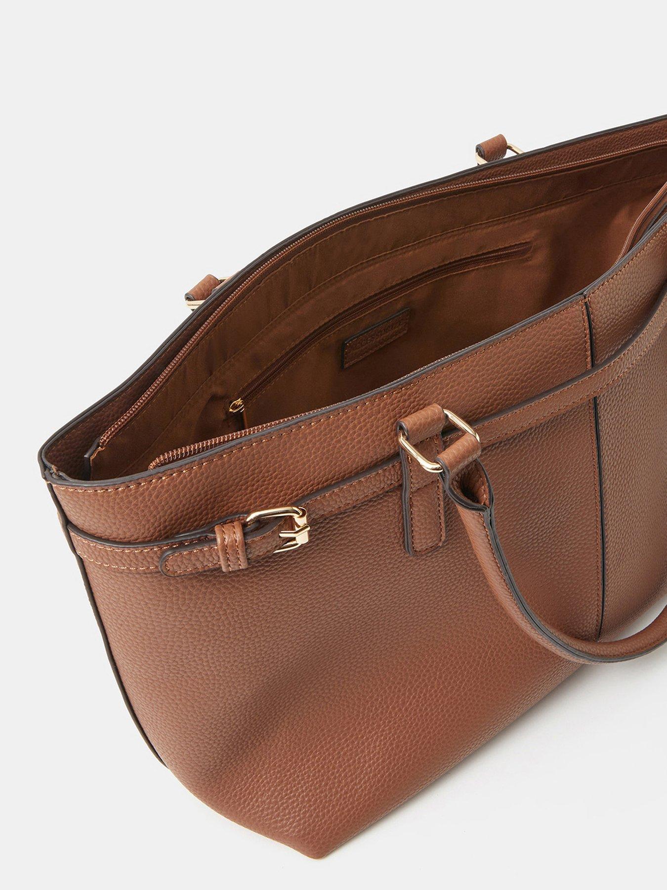 Image 5 of 5 of Accessorize Buckle Strap Tote Bag - Brown