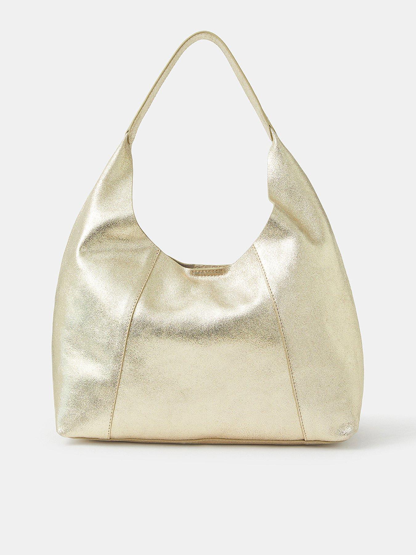 Image 1 of 4 of Accessorize Slouchy Metallic Suede Shoulder Bag - Gold
