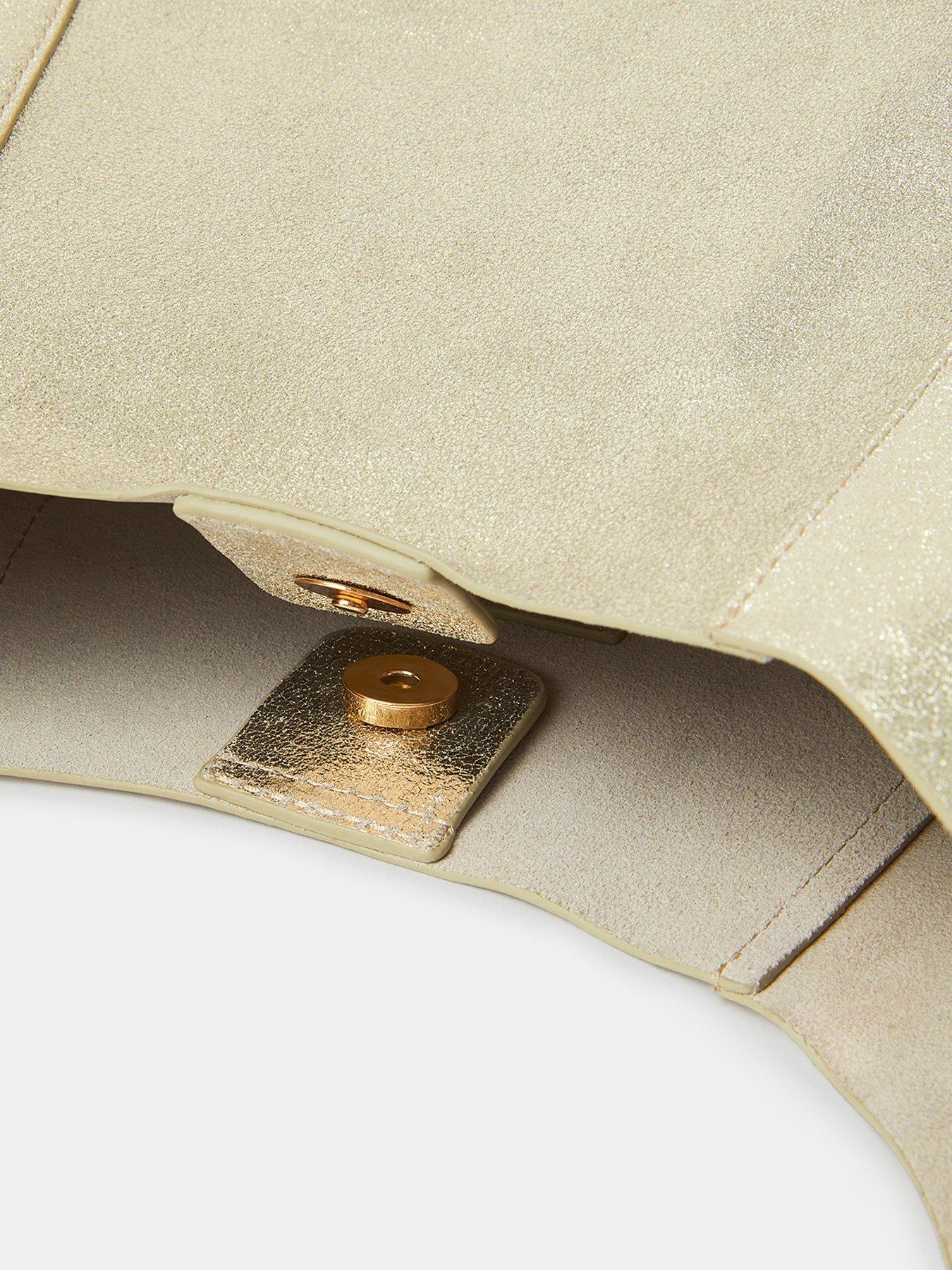 Image 4 of 4 of Accessorize Slouchy Metallic Suede Shoulder Bag - Gold