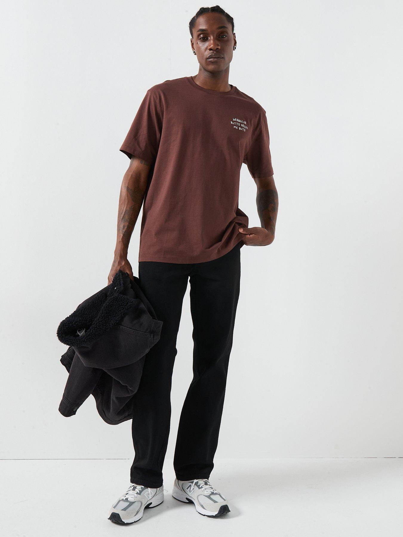  image of wrangler-embroidery-short-sleeve-back-print-t-shirt