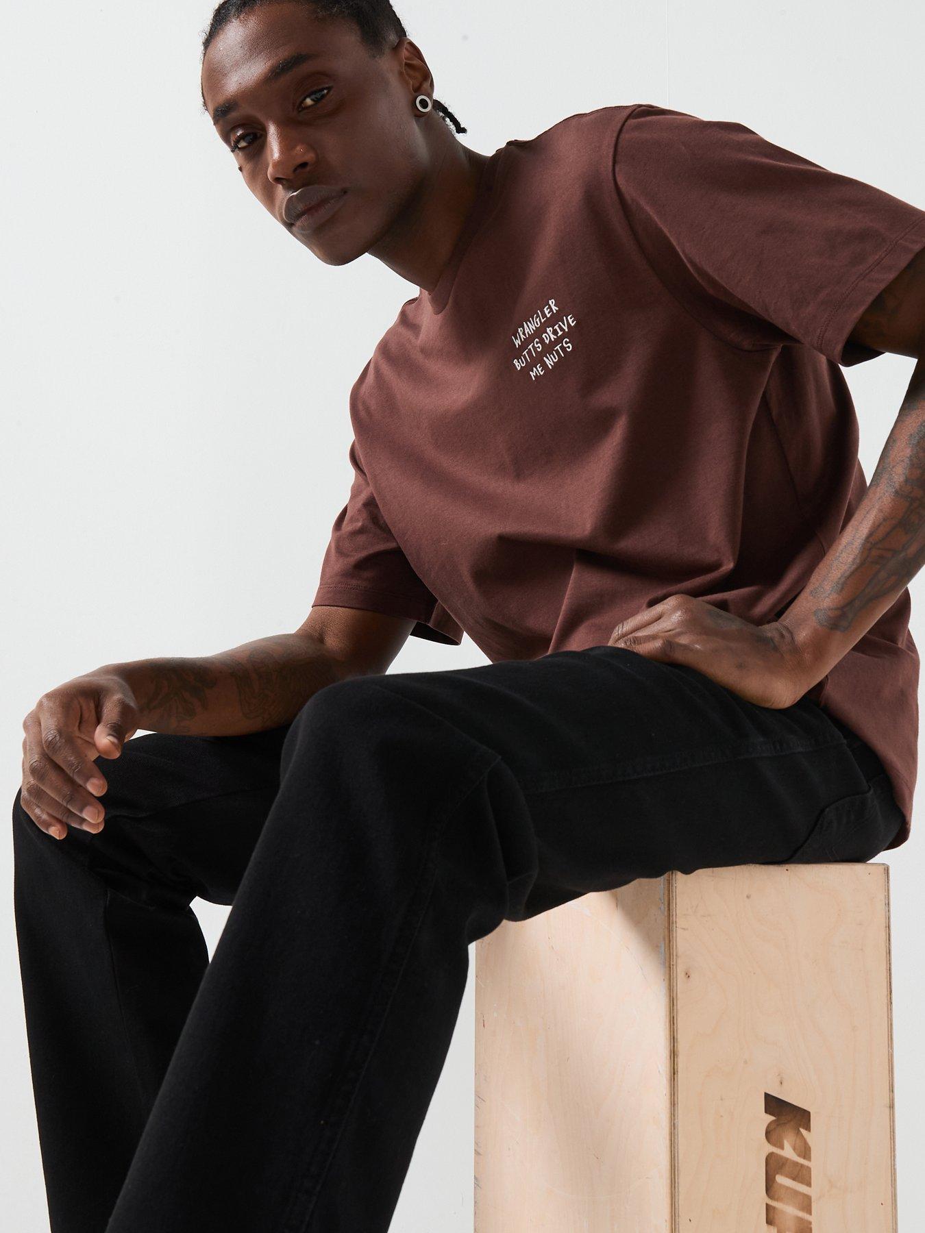  image of wrangler-embroidery-short-sleeve-back-print-t-shirt