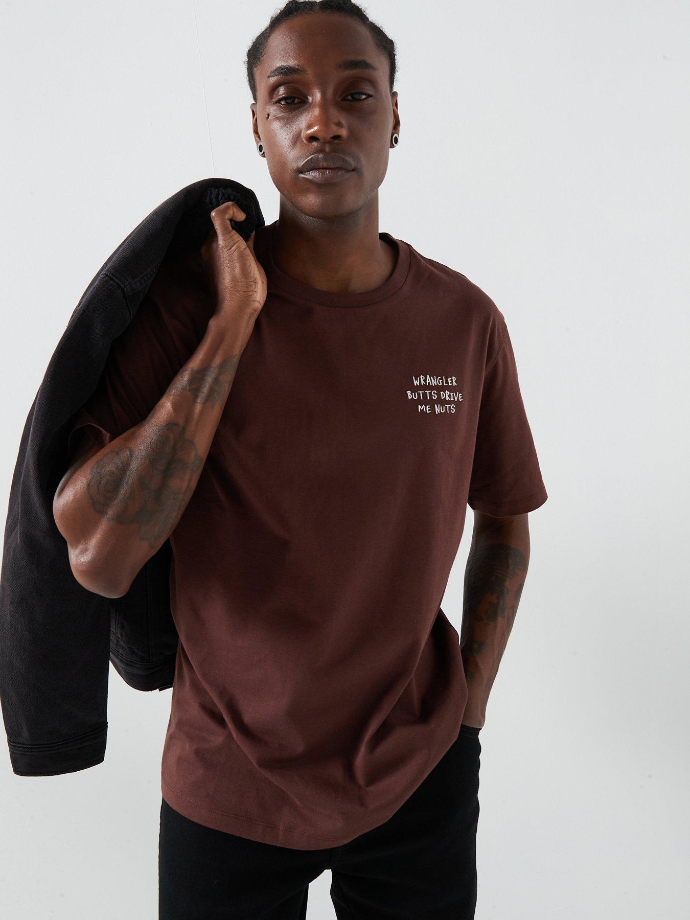  image of wrangler-embroidery-short-sleeve-back-print-t-shirt