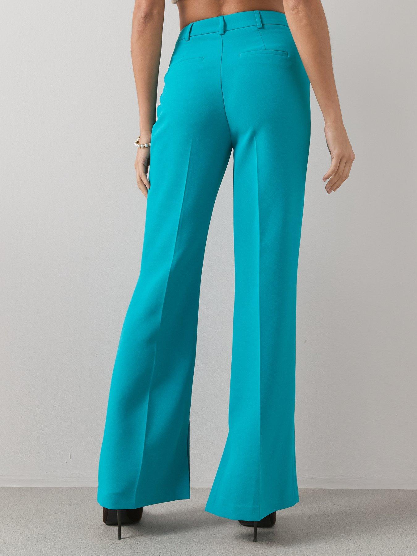  image of the-very-collection-vented-split-straight-leg-trouser-teal