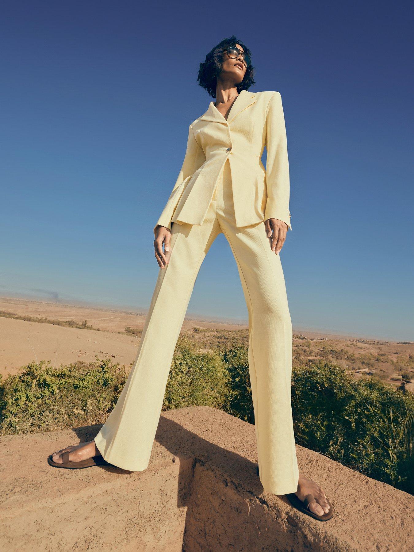 The Very Collection Vented Slim Flare Trouser - Lemon