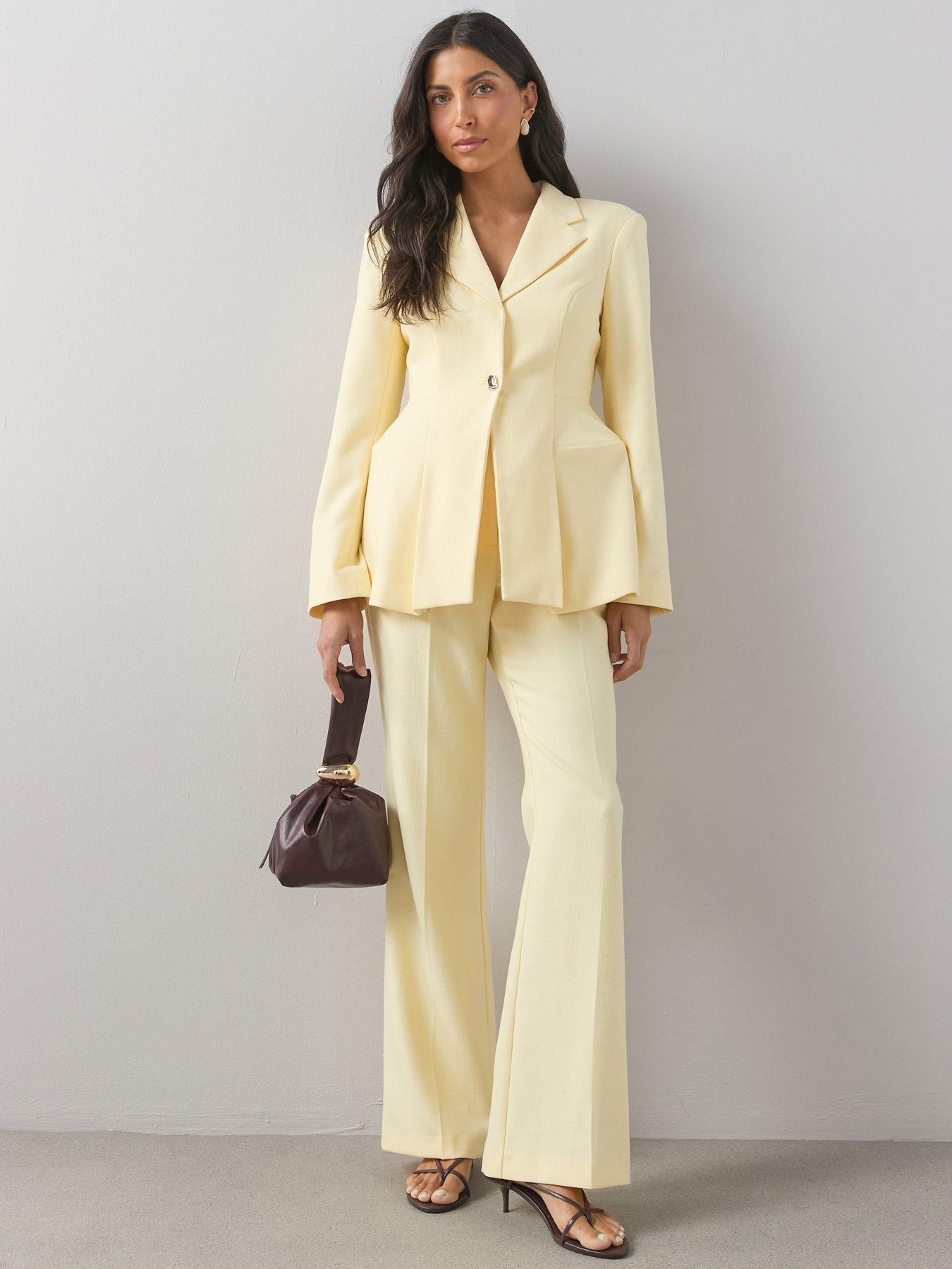 Image 1 of 7 of The Very Collection Vented Slim Flare Trouser - Lemon