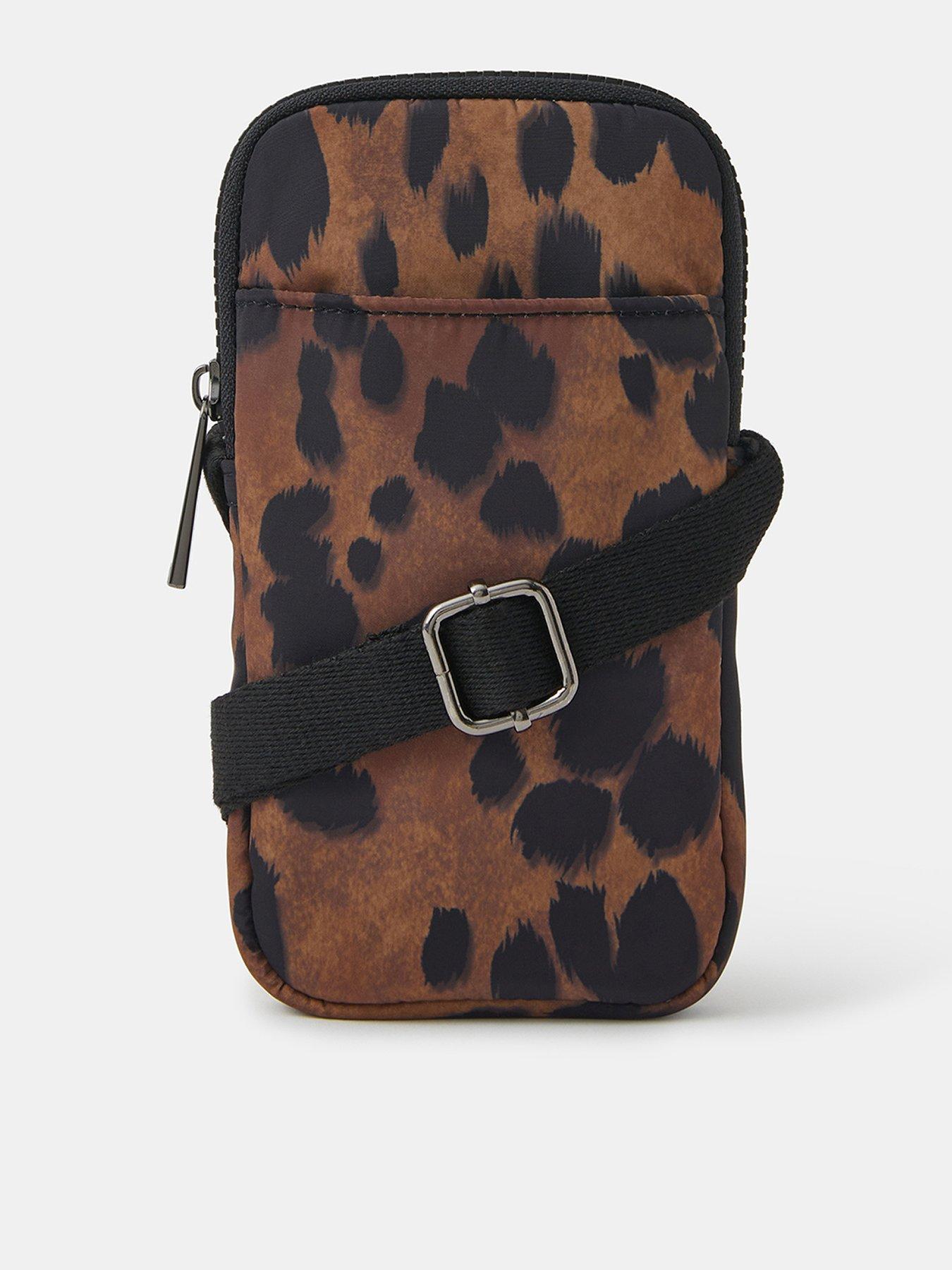 Image 1 of 5 of Accessorize Animal Print Phone Bag - Brown