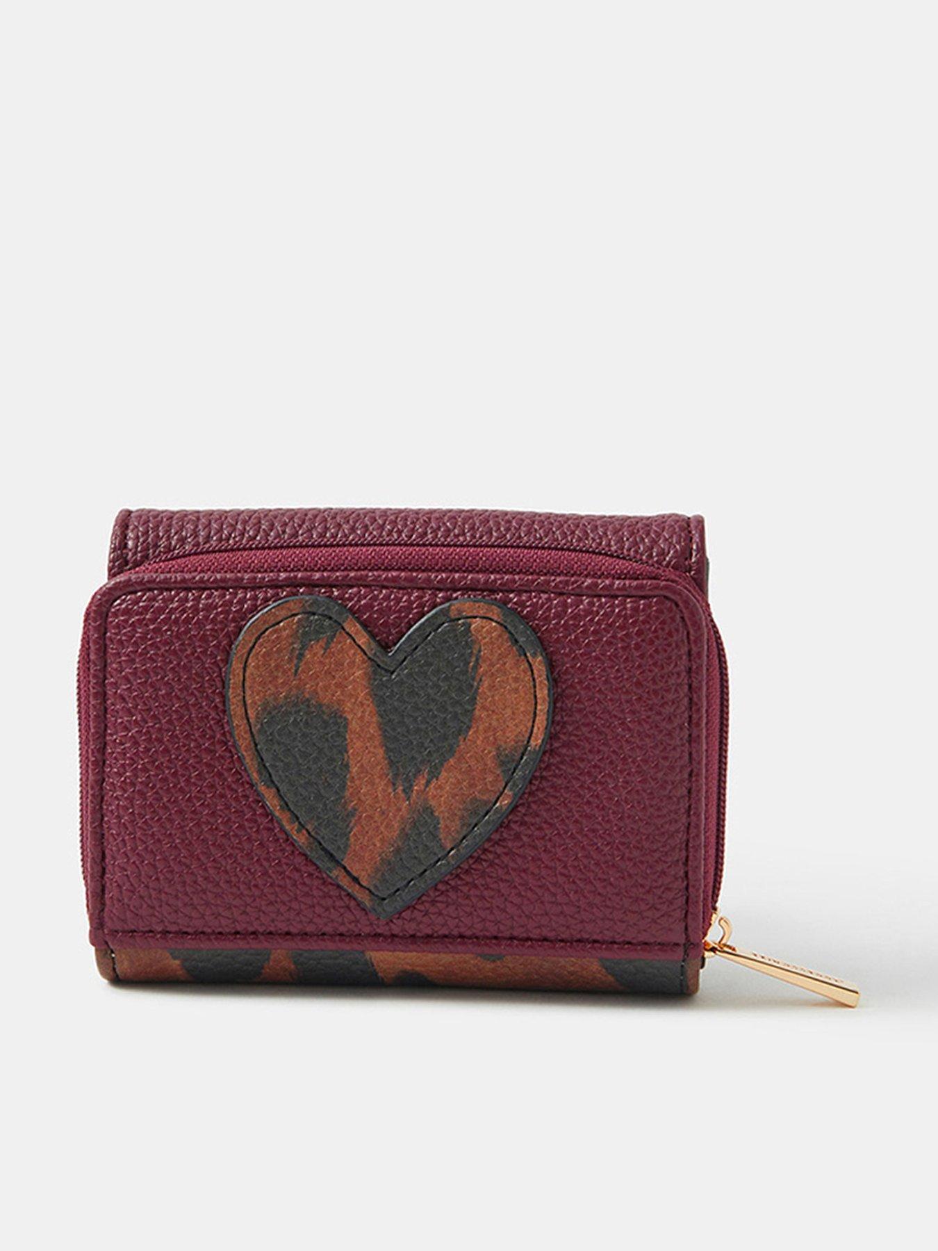 Accessorize Leopard Print Heart Fold Out Purse