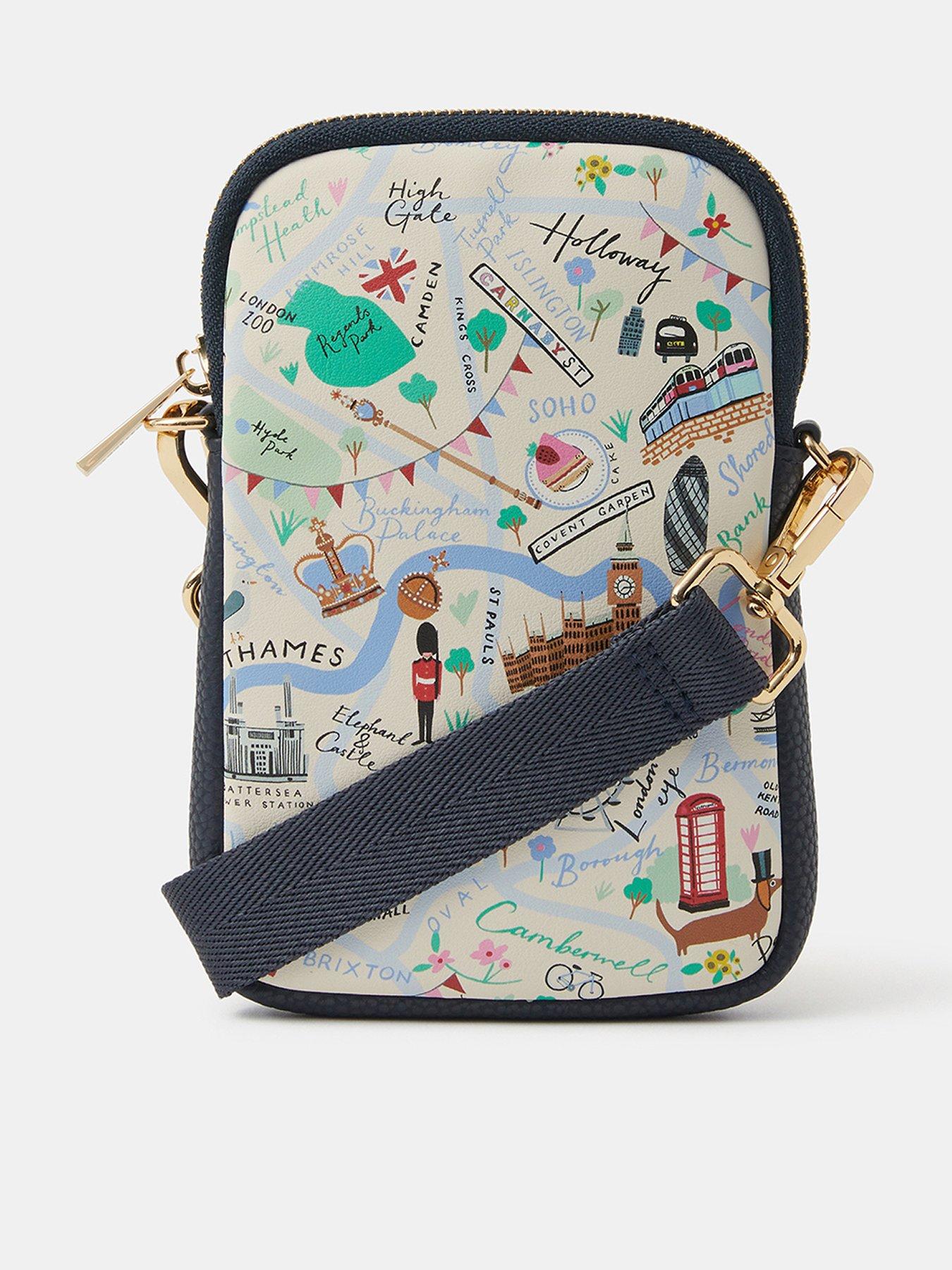 Image 1 of 4 of Accessorize London Print Phone Bag - Multi
