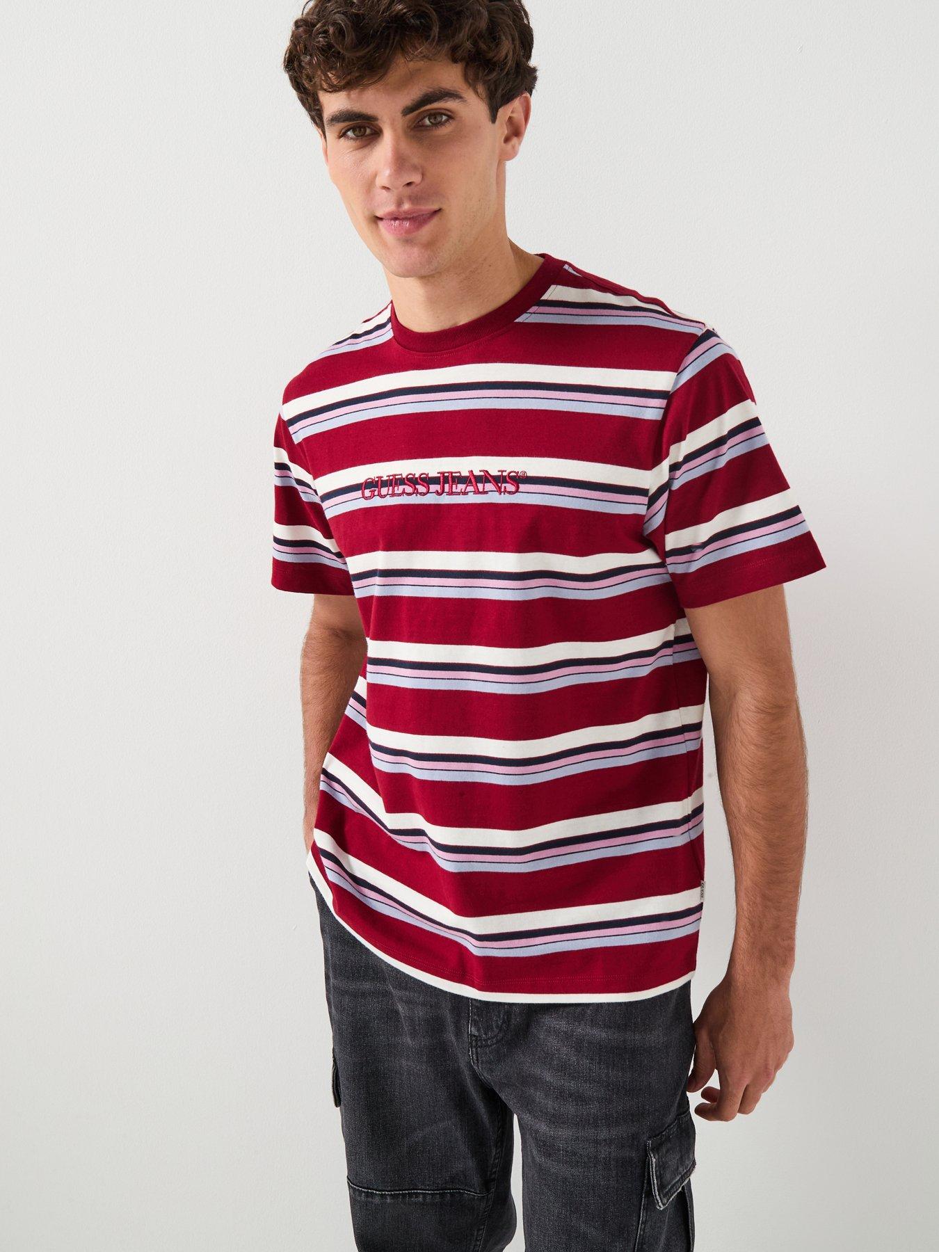 guess-jeans-stripe-t-shirt-red