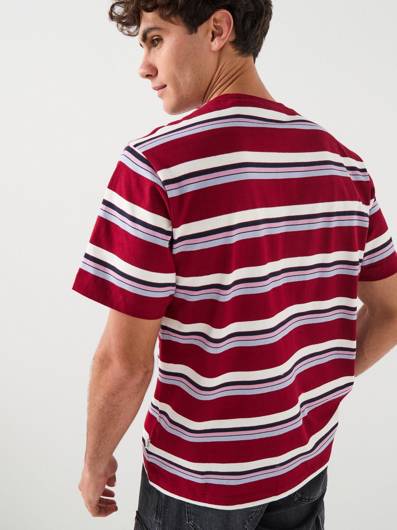 stillFront image of guess-jeans-stripe-t-shirt-red