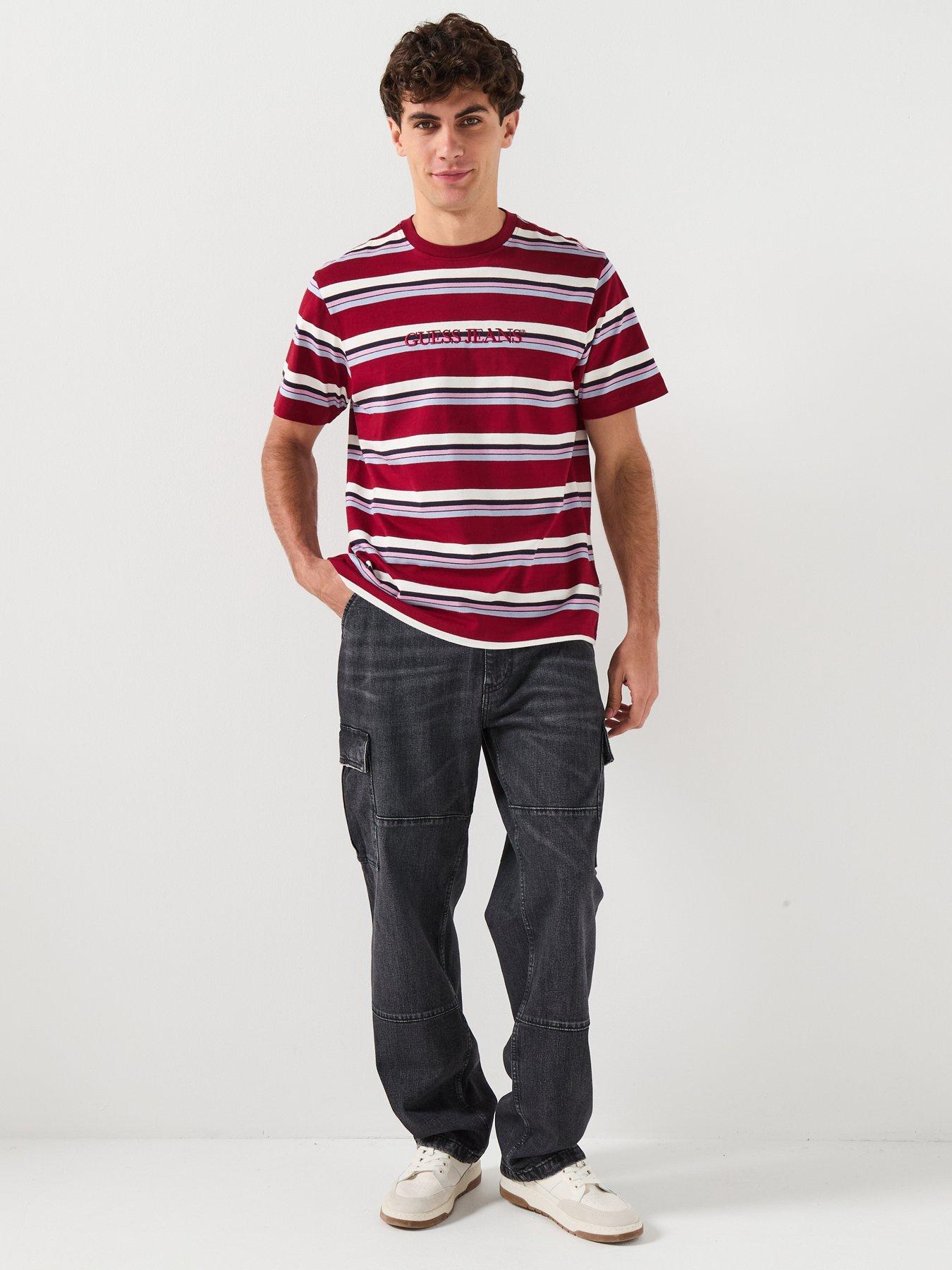  image of guess-jeans-stripe-t-shirt-red