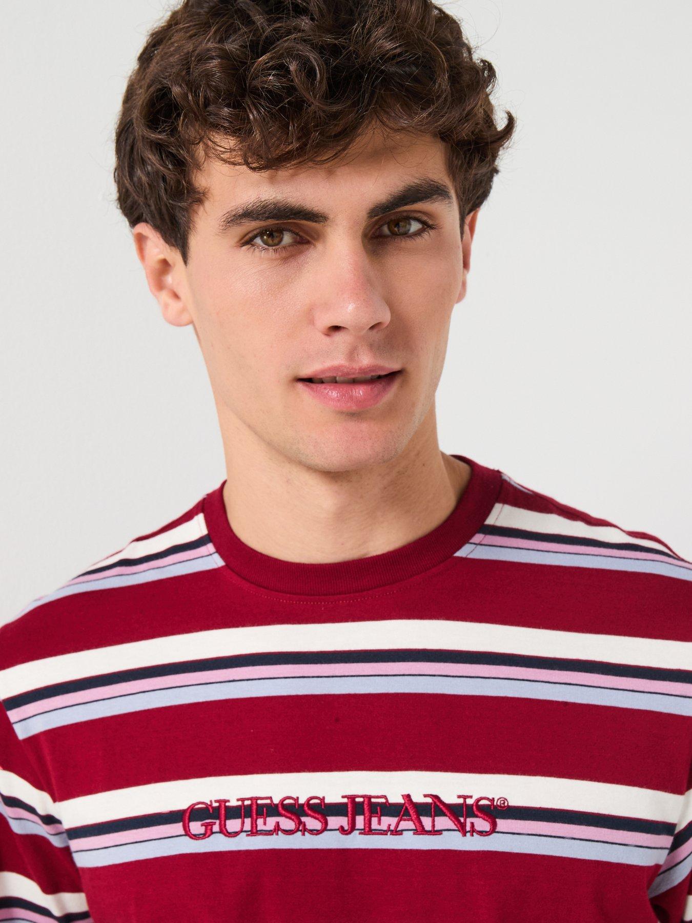  image of guess-jeans-stripe-t-shirt-red