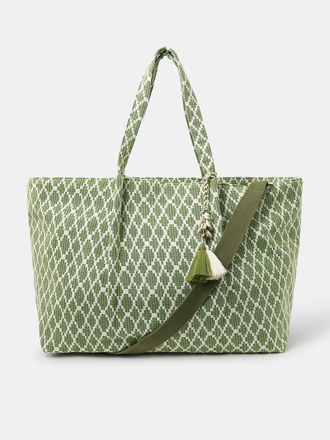  image of accessorize-geometric-print-weekender-bag-green
