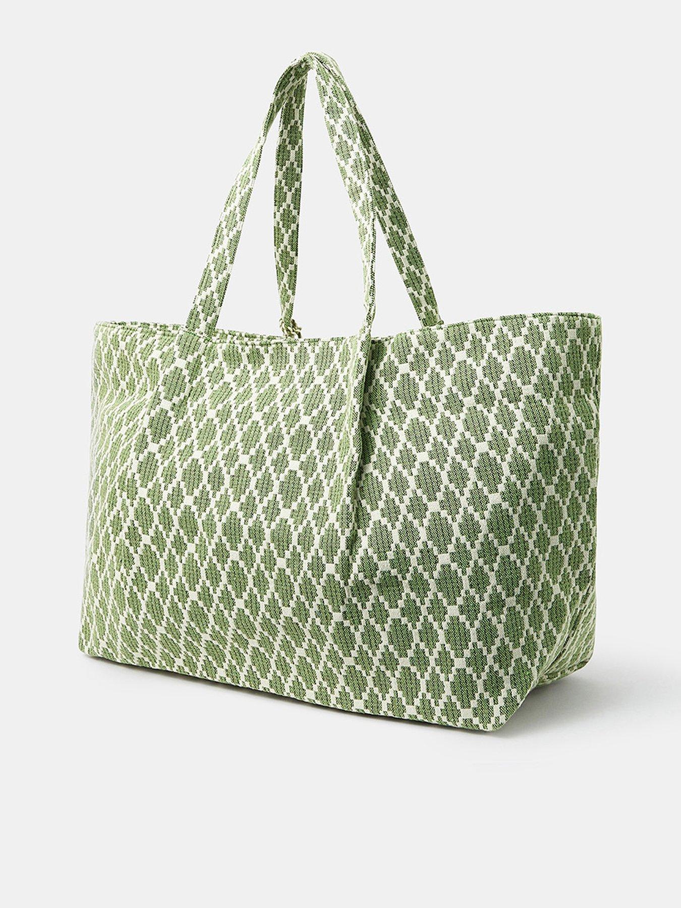  image of accessorize-geometric-print-weekender-bag-green