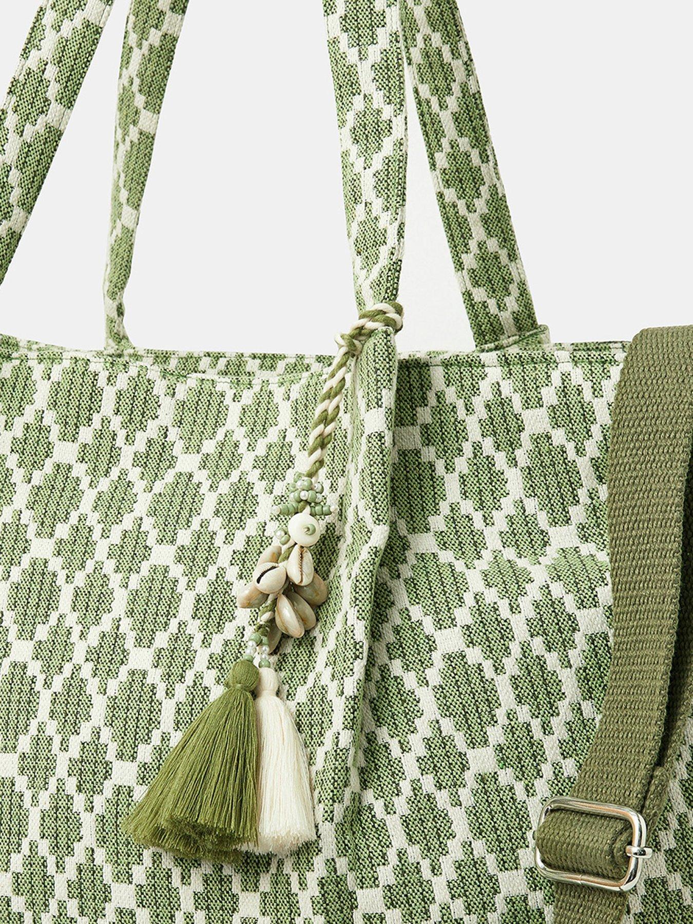  image of accessorize-geometric-print-weekender-bag-green