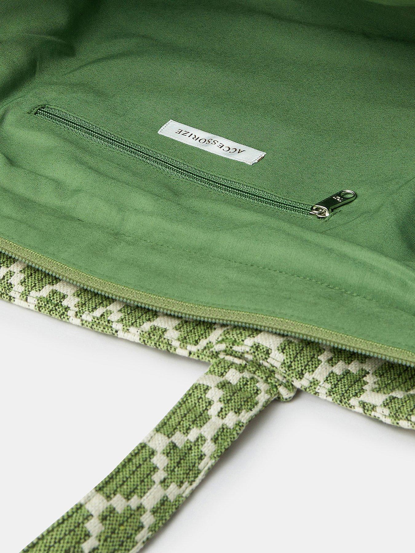  image of accessorize-geometric-print-weekender-bag-green