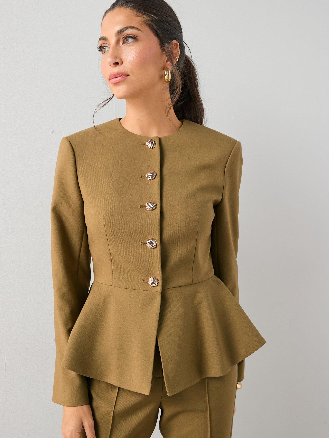  image of the-very-collection-peplum-hem-blazernbsp--olive