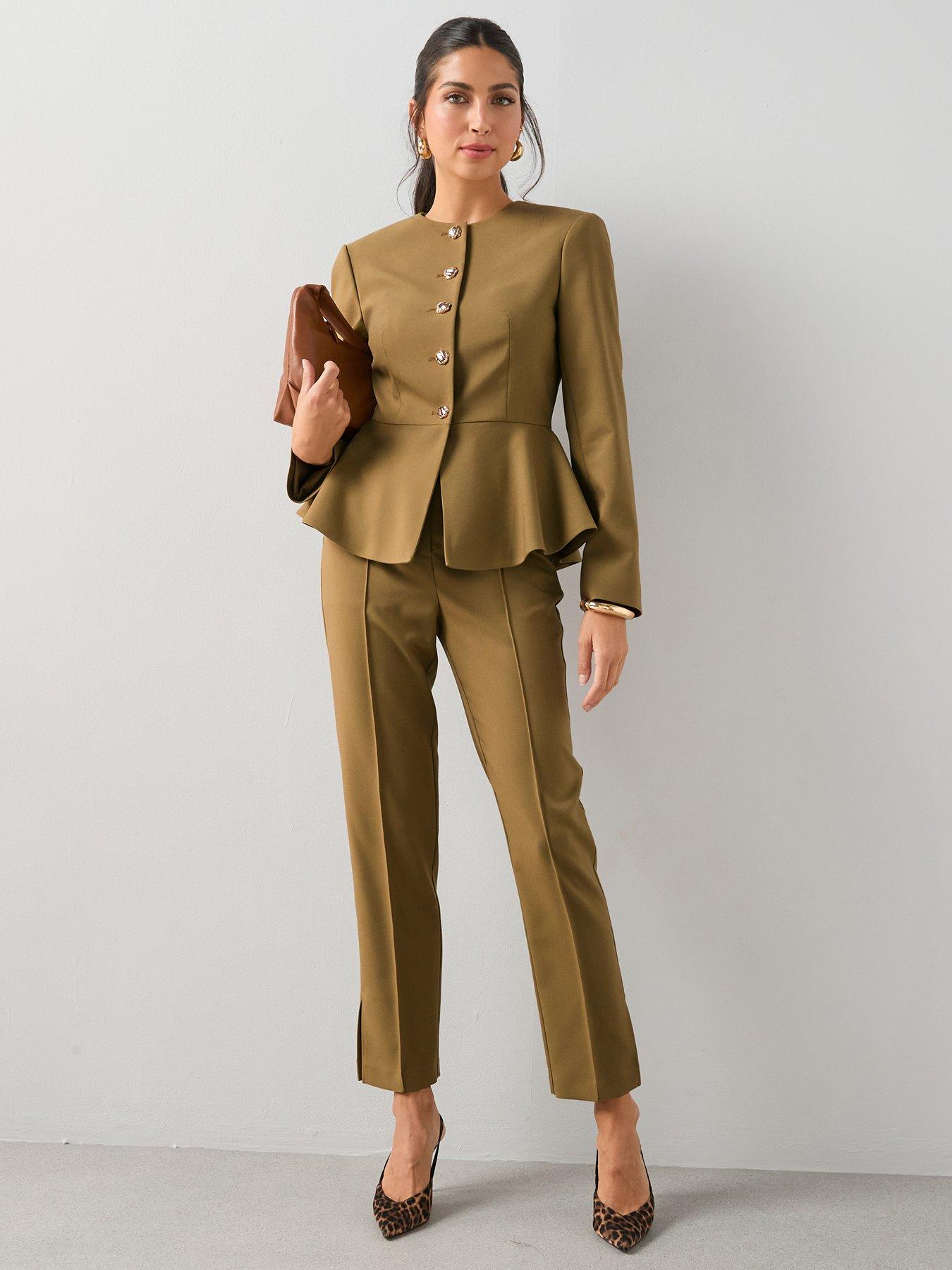 The Very Collection Split Hem Trousers - Olive
