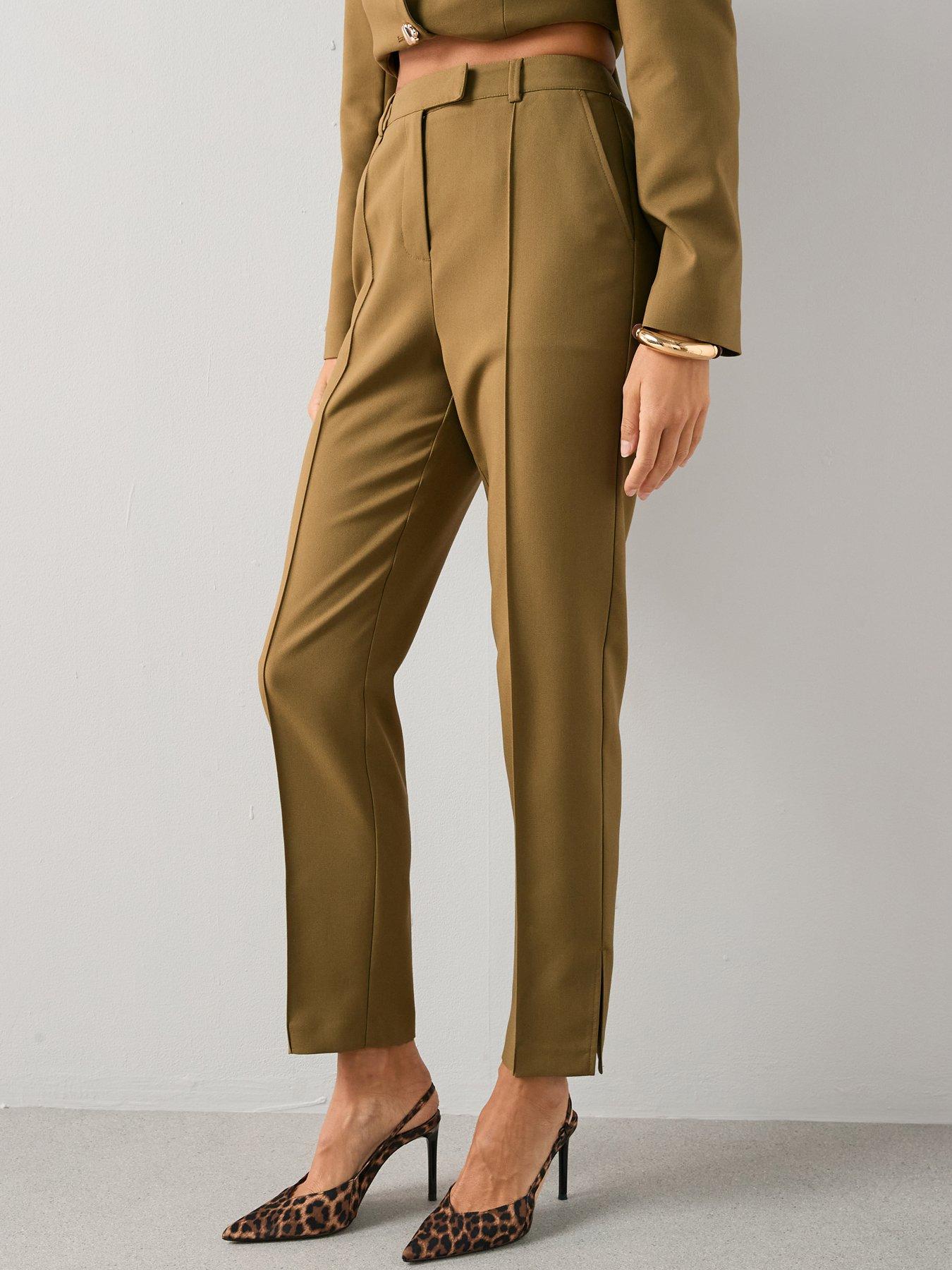 Image 4 of 7 of The Very Collection Split Hem Trousers - Olive