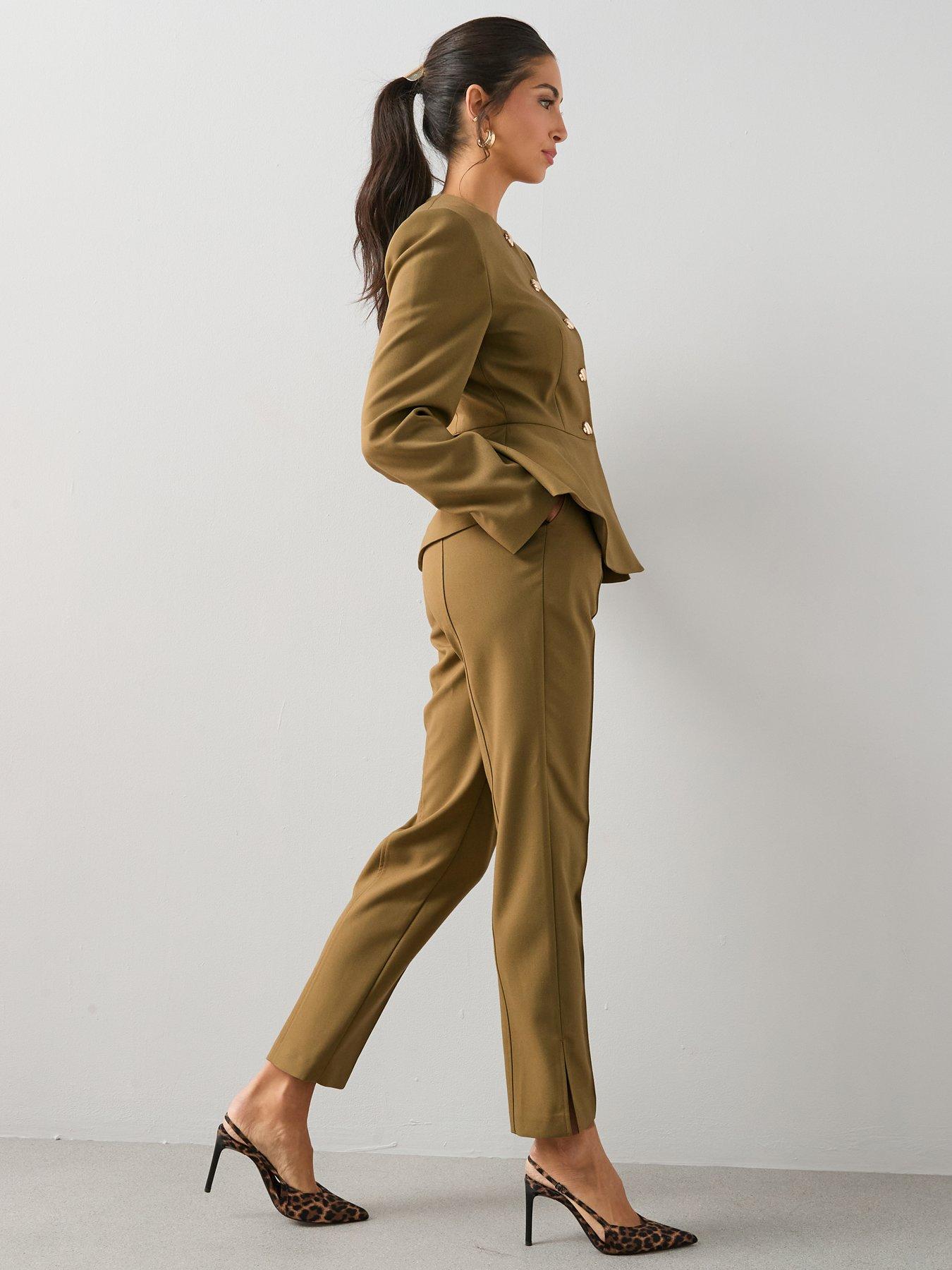 Image 5 of 7 of The Very Collection Split Hem Trousers - Olive