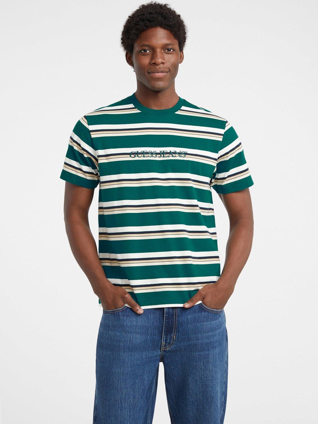 guess-jeans-stripe-t-shirt-green