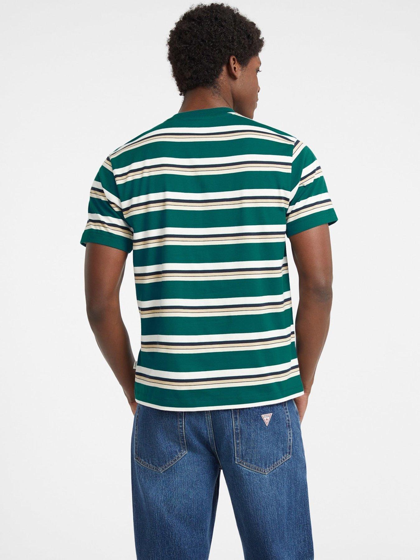 Image 2 of 4 of Guess Jeans Stripe T-Shirt - Green