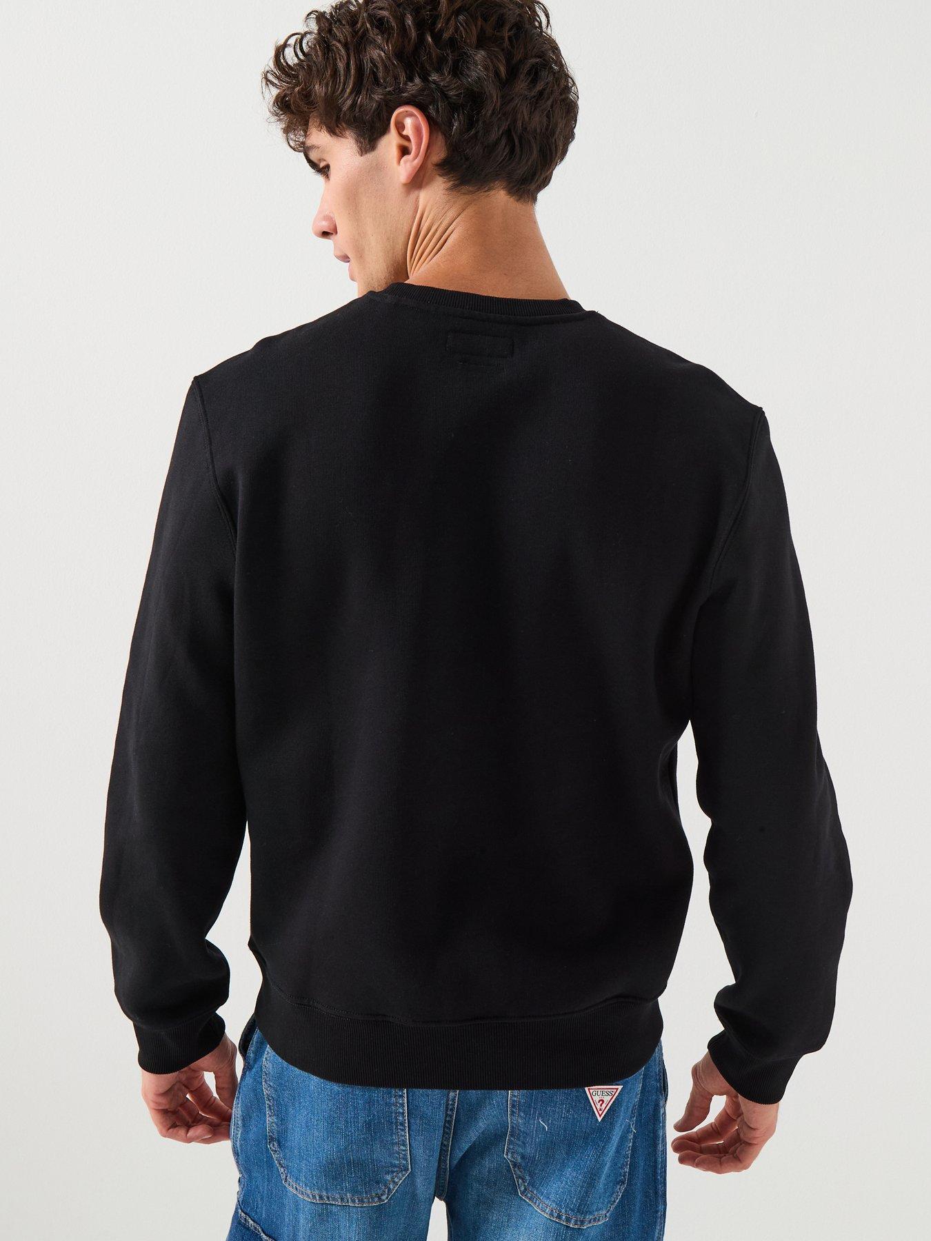  image of guess-jeans-slim-fit-logo-crew-sweatshirt-black