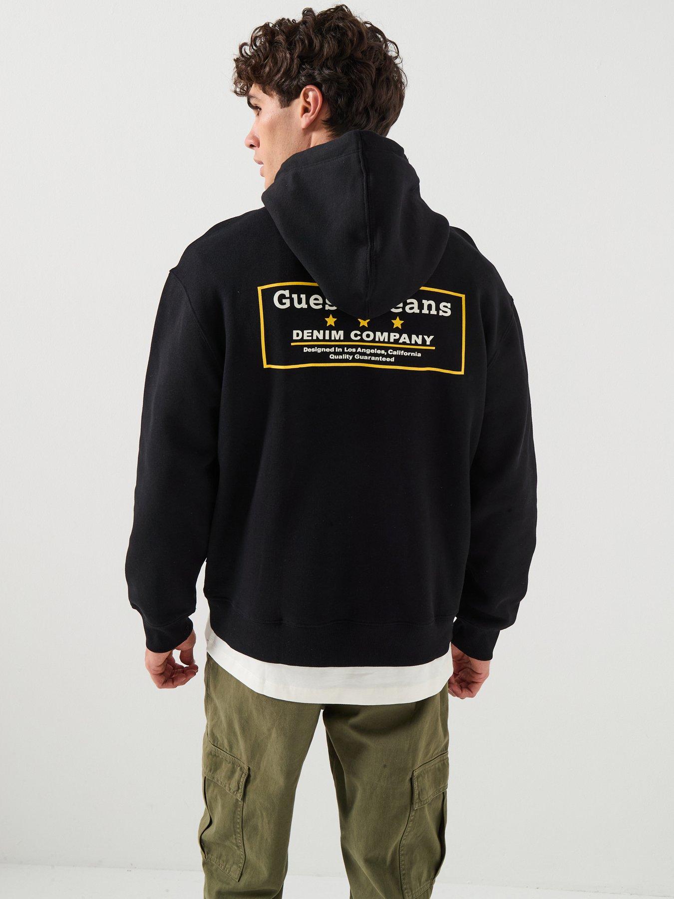 Guess Jeans Embroidered Logo Back Graphic Hoodie - Black