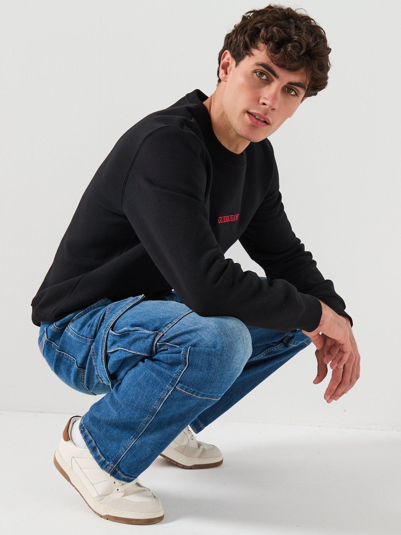  image of guess-jeans-denim-cargo-trousers-blue