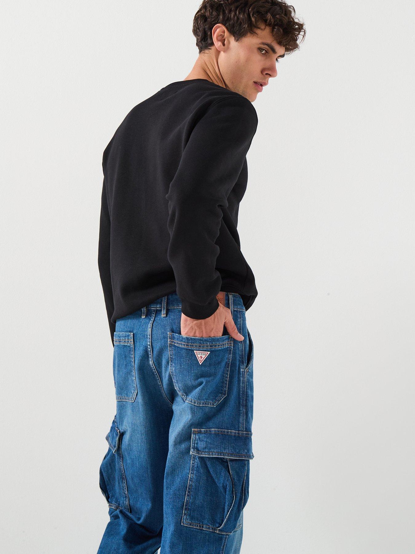  image of guess-jeans-denim-cargo-trousers-blue