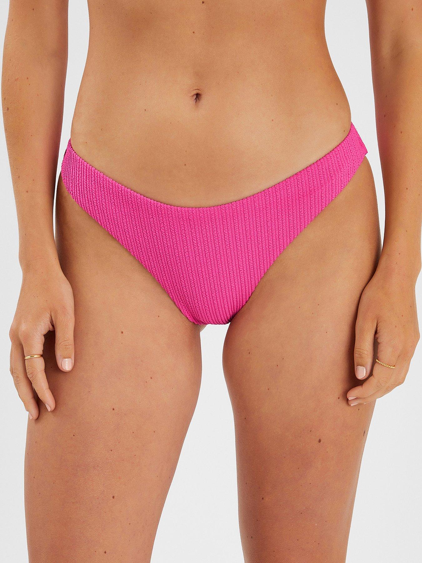 Image 1 of 3 of Accessorize Textured Bikini Bottoms - Pink