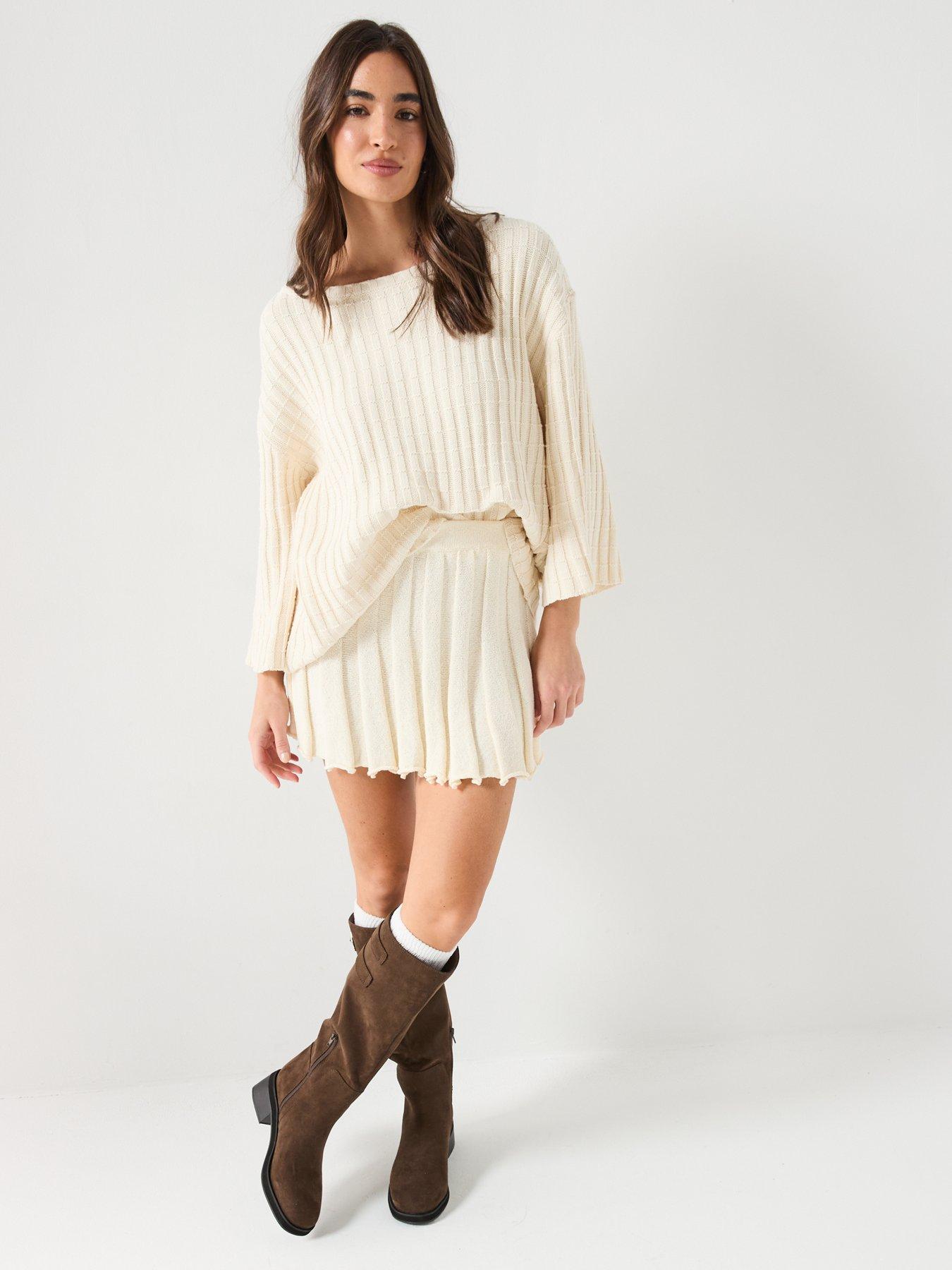 Image 3 of 6 of FREE PEOPLE Kenzie Sweater And Skirt Set - Cream