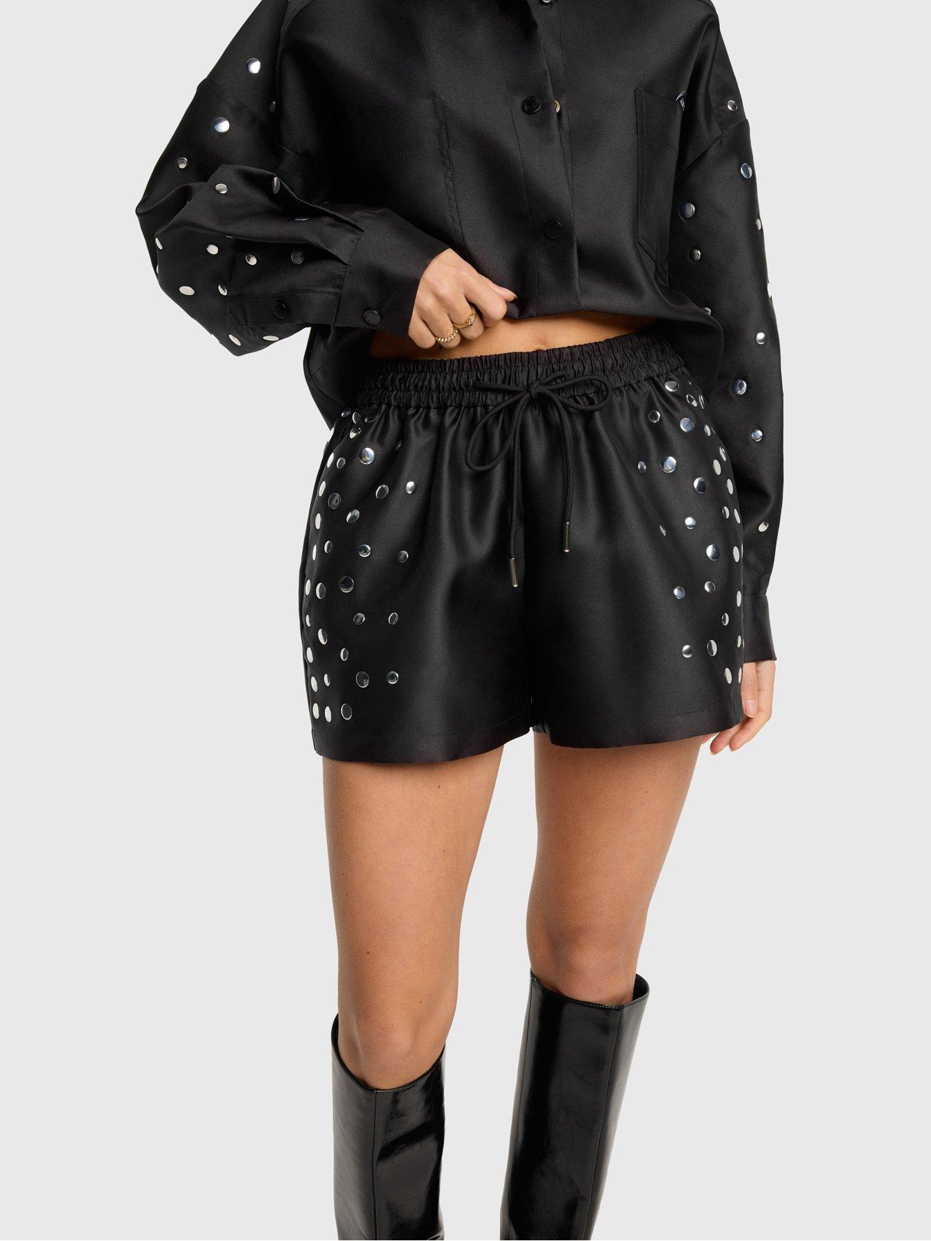 Image 1 of 5 of Alix the Label Studs Shorts - Black