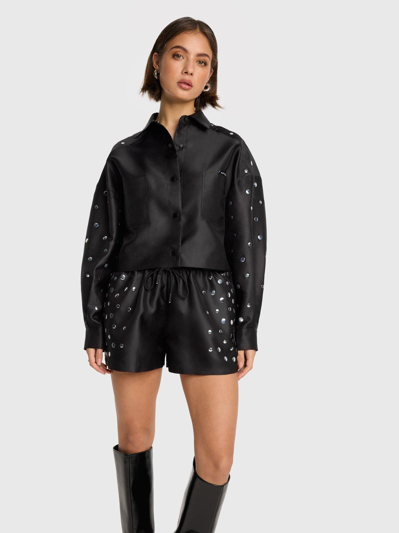 Image 3 of 5 of Alix the Label Studs Shorts - Black