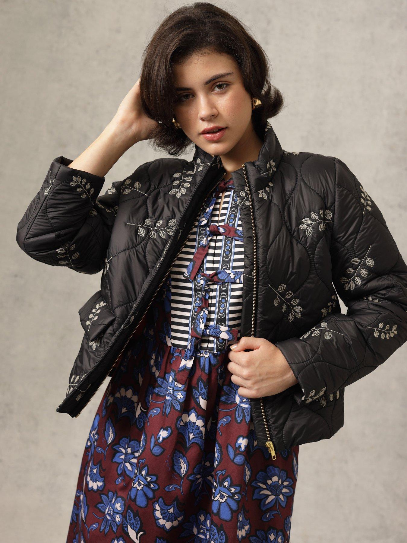Emily Lovelock Quilted Floral Jacket - Black