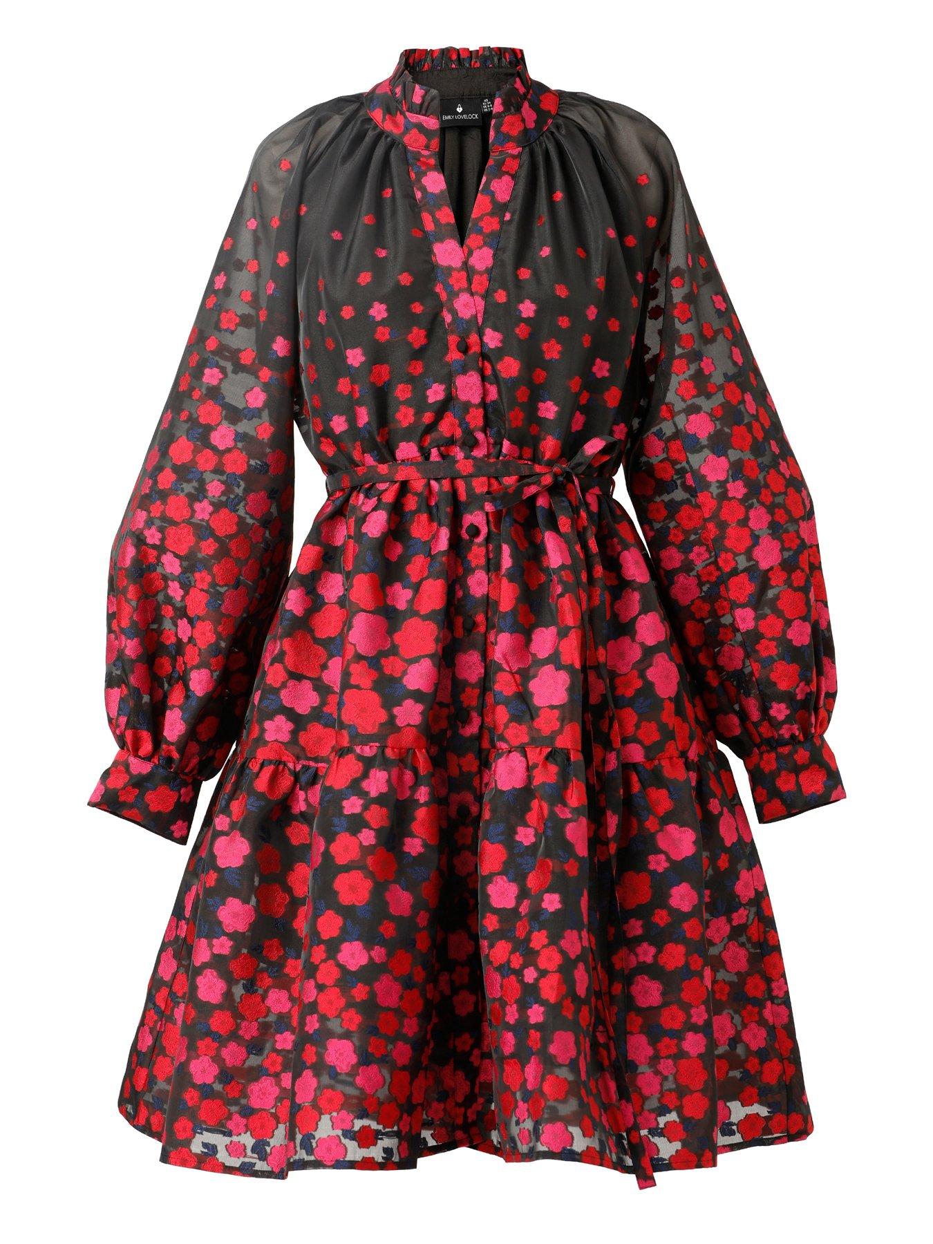 Image 4 of 6 of Emily Lovelock Metallic Floral Dress