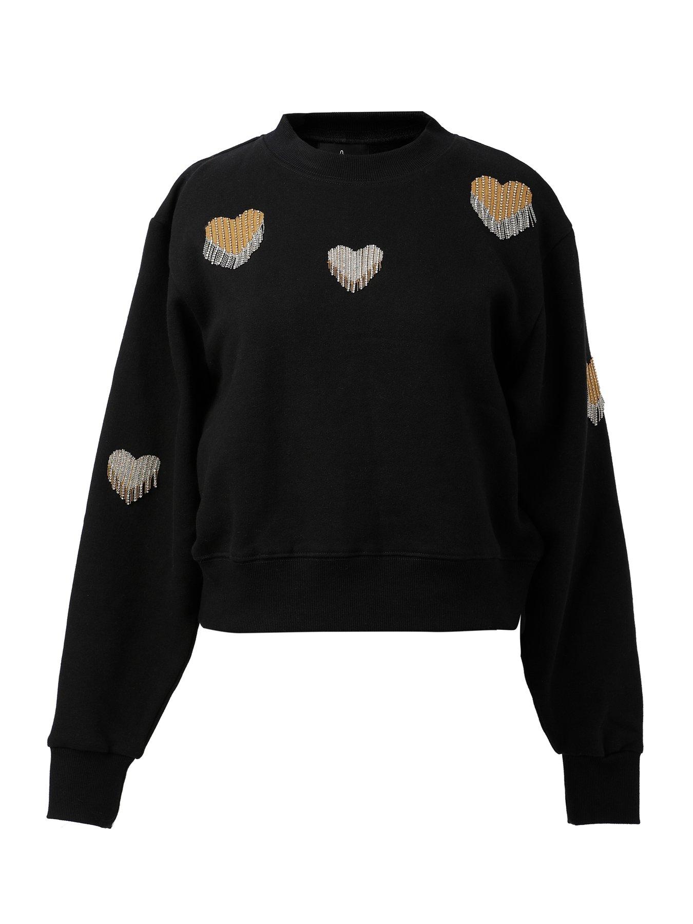 Image 4 of 5 of Emily Lovelock Sequin Heart Sweat - Black