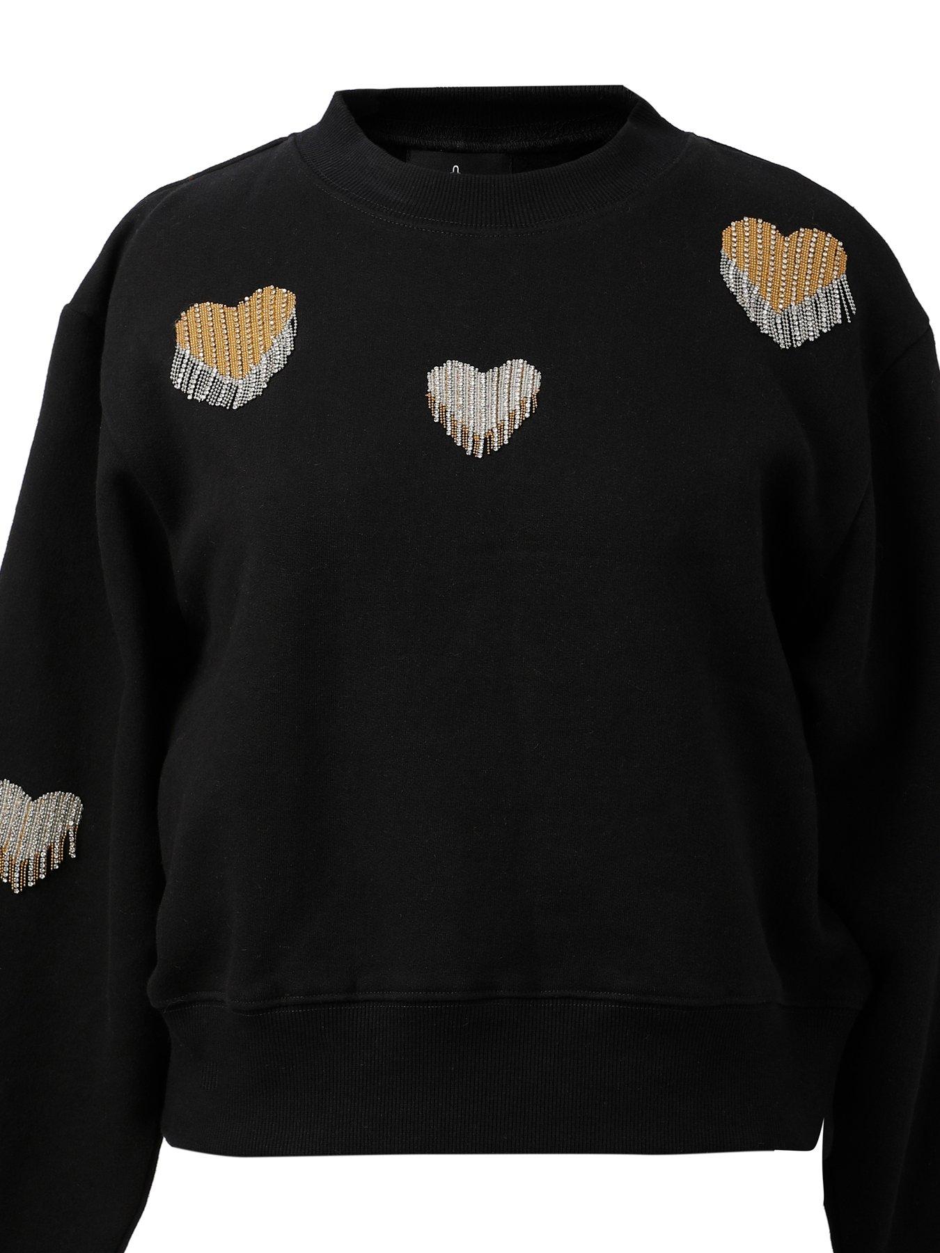 Image 5 of 5 of Emily Lovelock Sequin Heart Sweat - Black