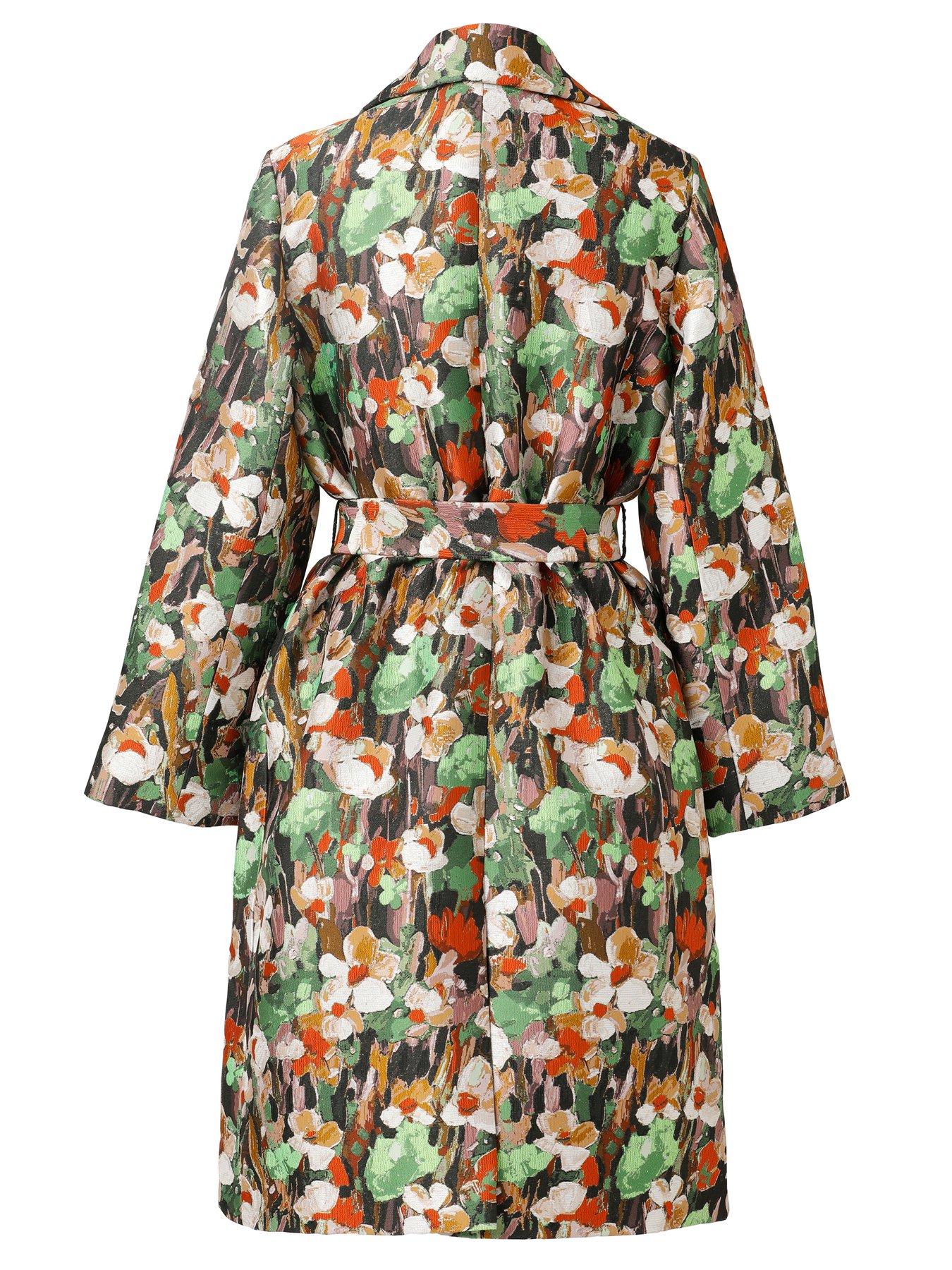 Image 2 of 5 of Emily Lovelock Jaquard Floral Metallic Coat