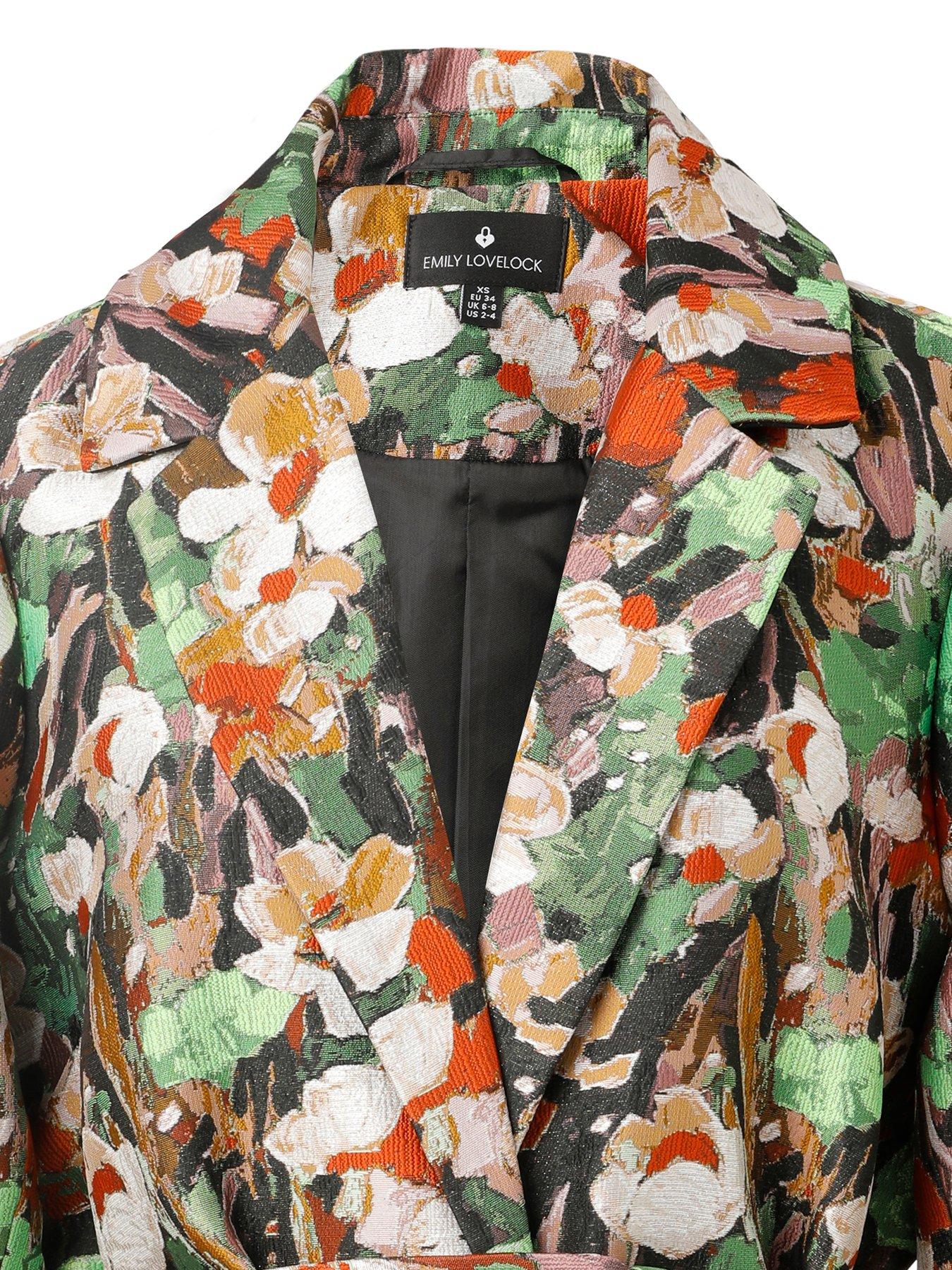 Image 5 of 5 of Emily Lovelock Jaquard Floral Metallic Coat