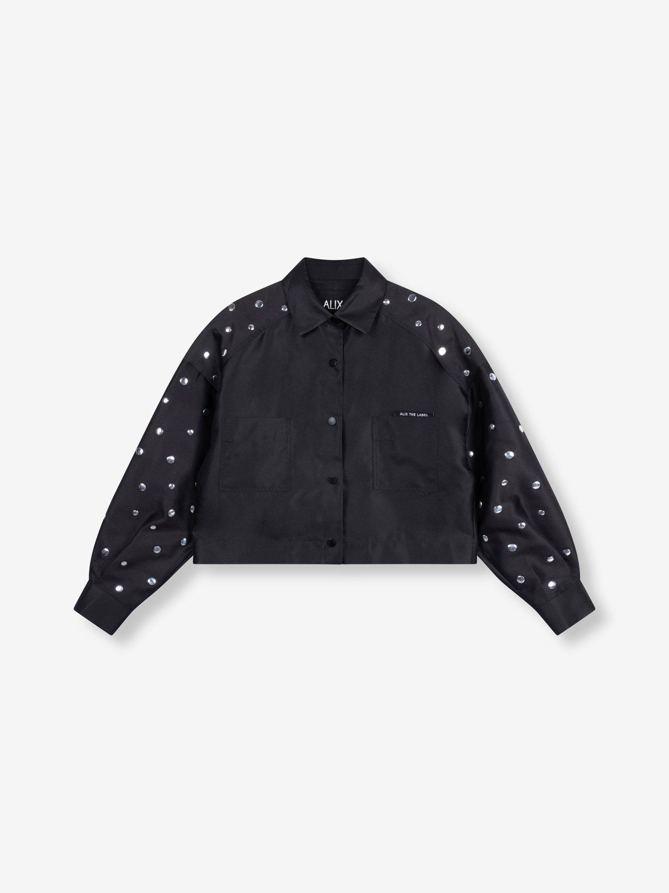Image 5 of 5 of Alix the Label Studs Cropped Blouse - Black