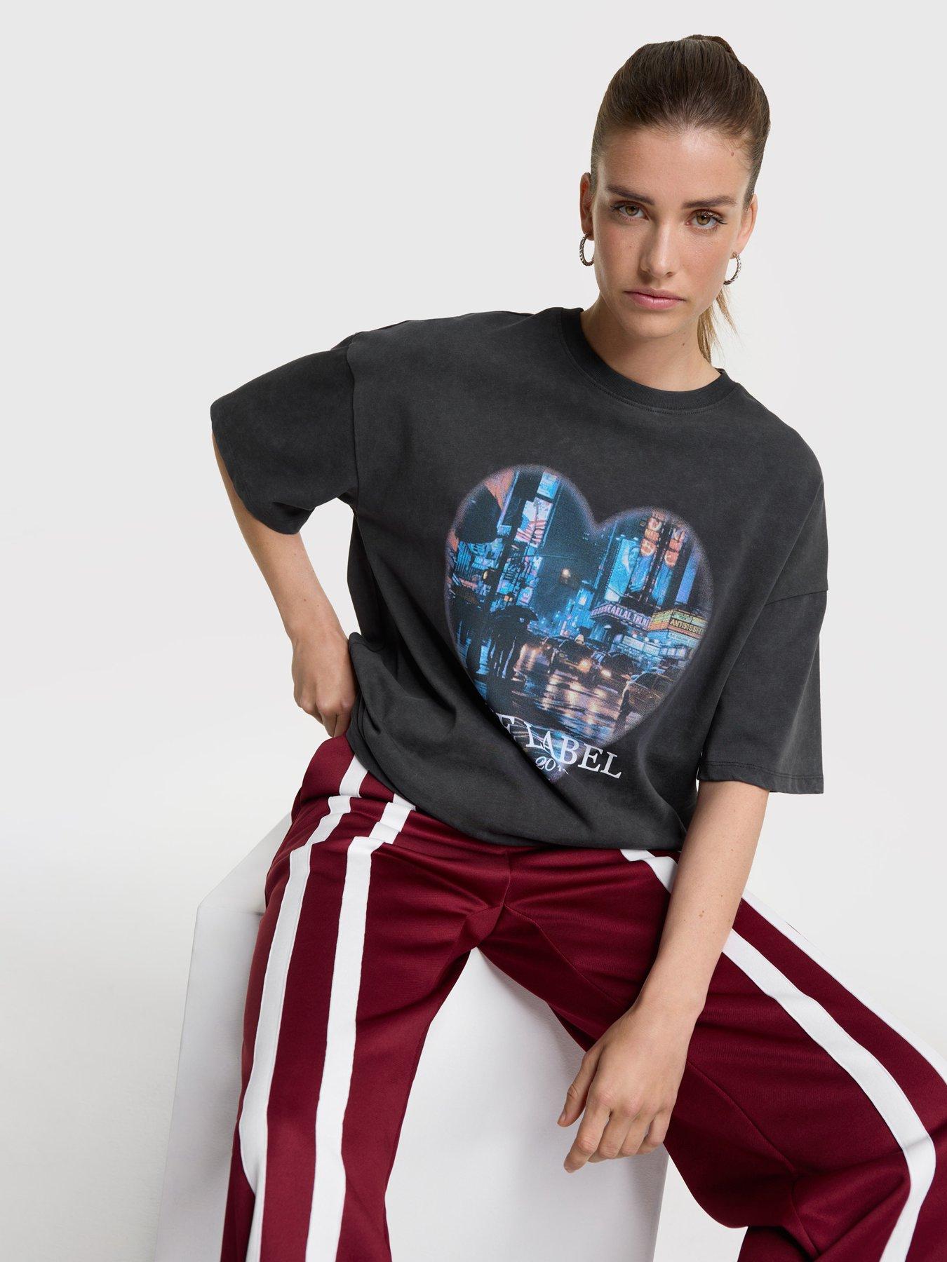 Image 1 of 3 of Alix the Label Heart Photoprint T-Shirt - Grey