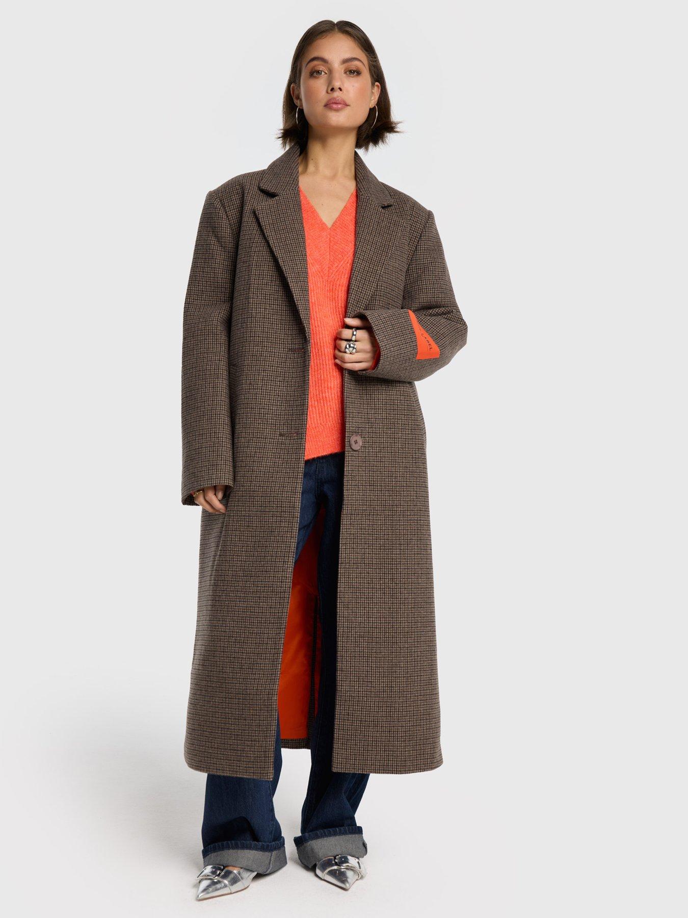 Alix the Label Checked Coat - Brown